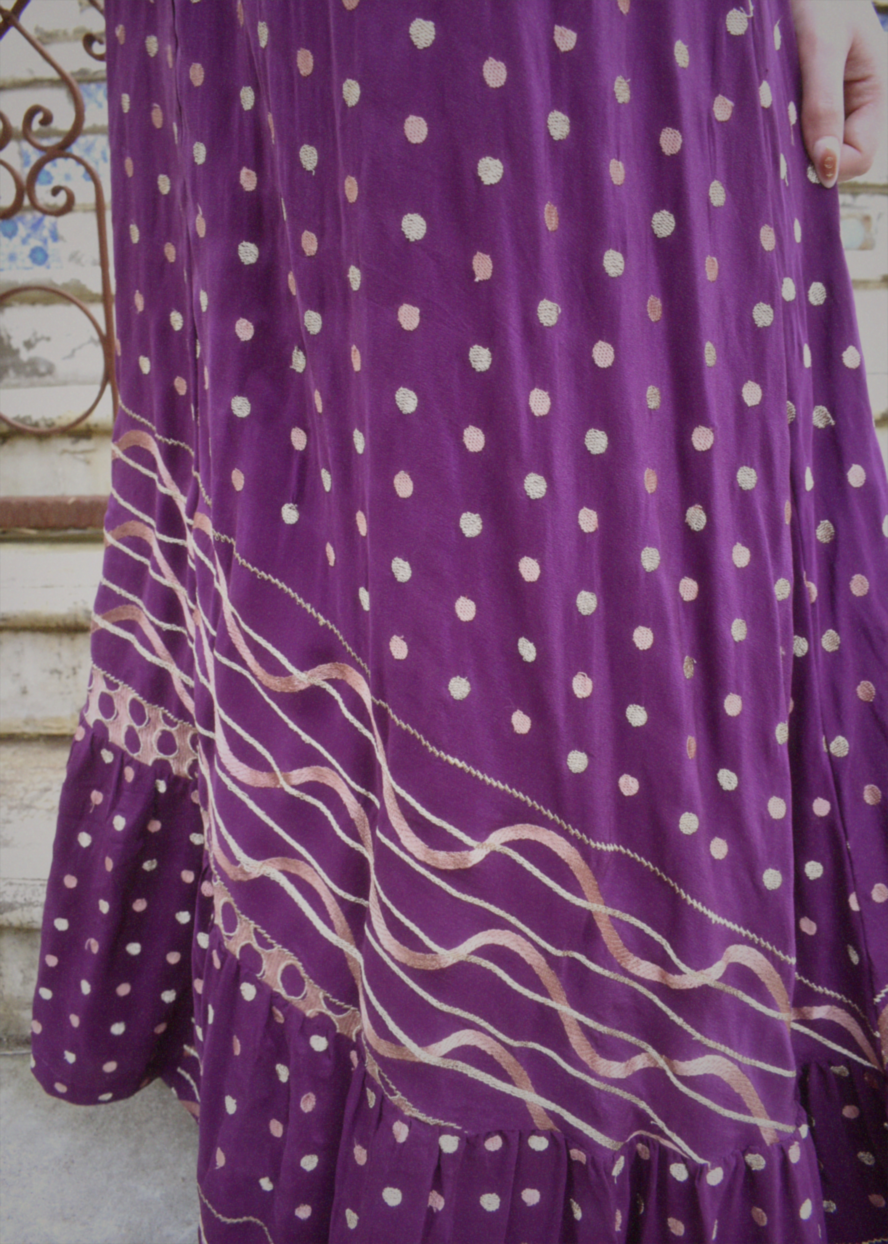 Eustoma Silk Crepe Swing Maxi Dress ~ Amaranth S