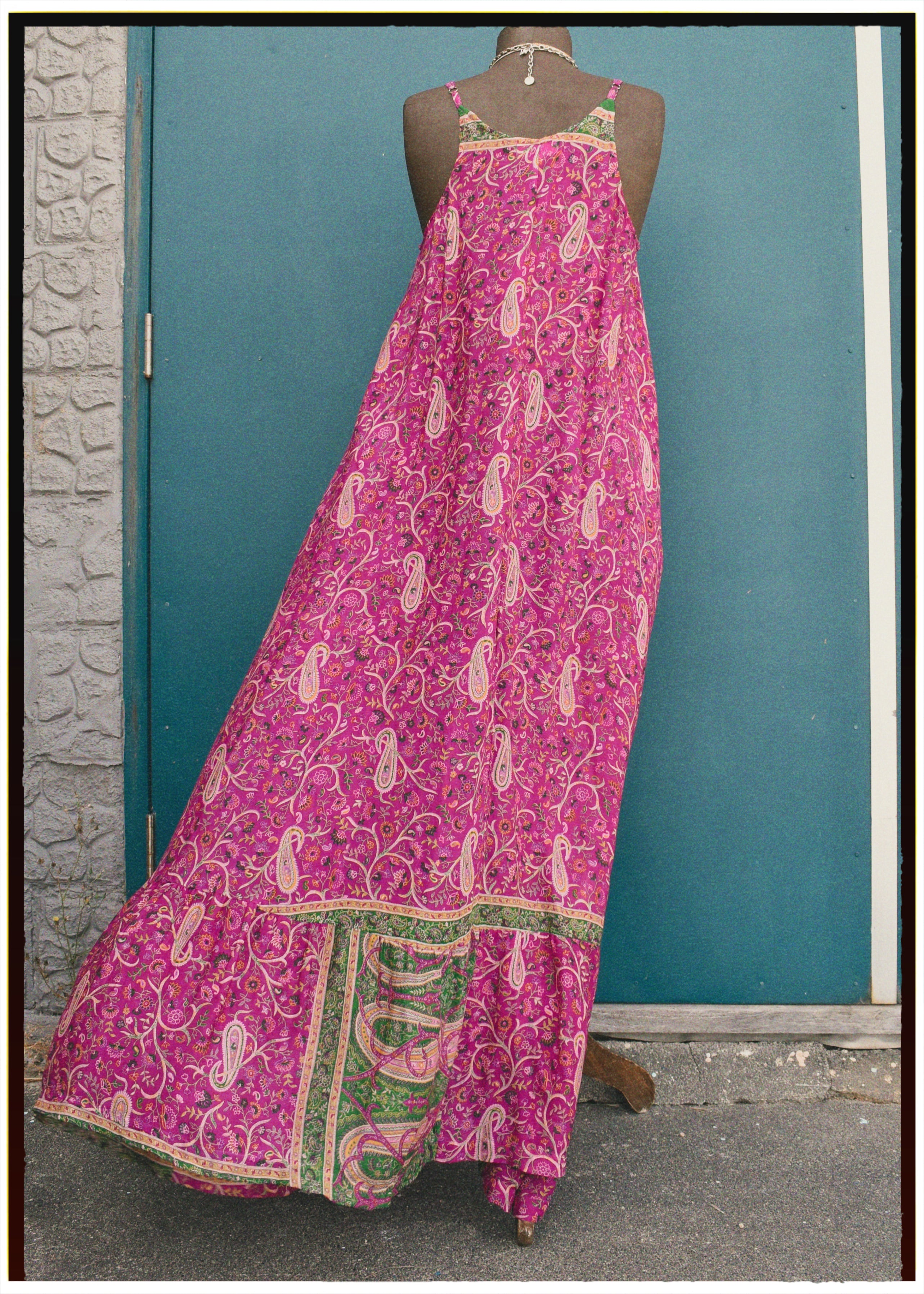 Eustoma Silk Crepe Swing Maxi Dress ~ Serica XL