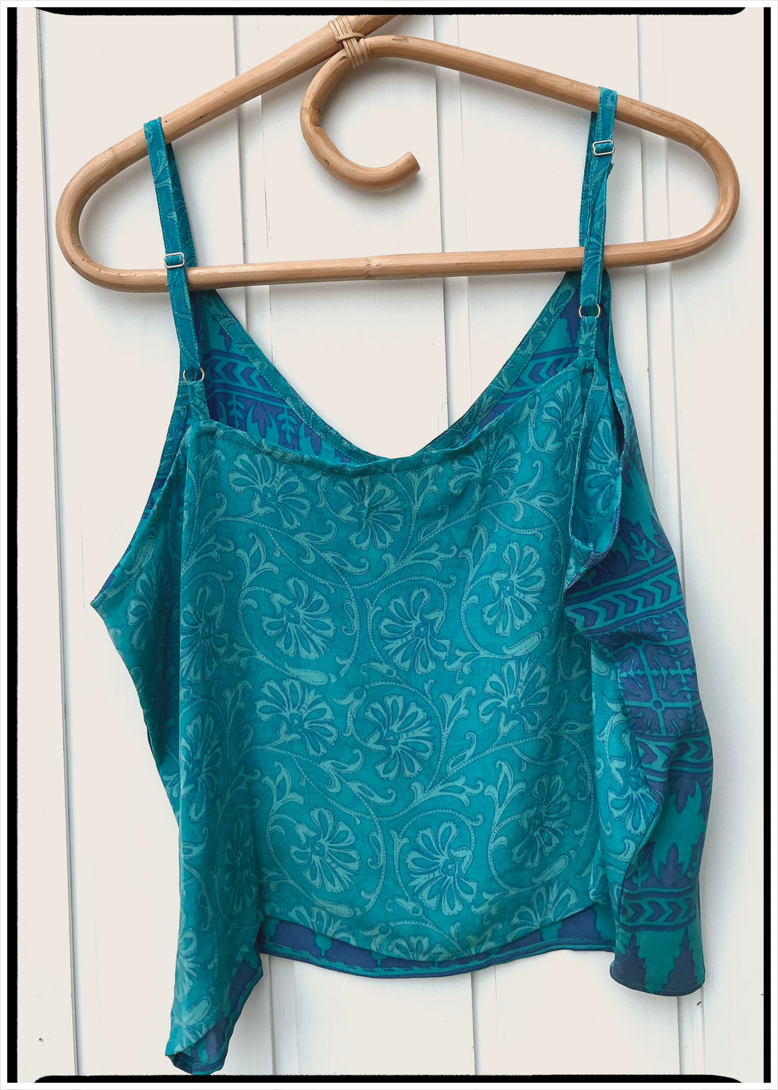 Reseda Silk Crepe Camisole Top ~ Aquamarine XL