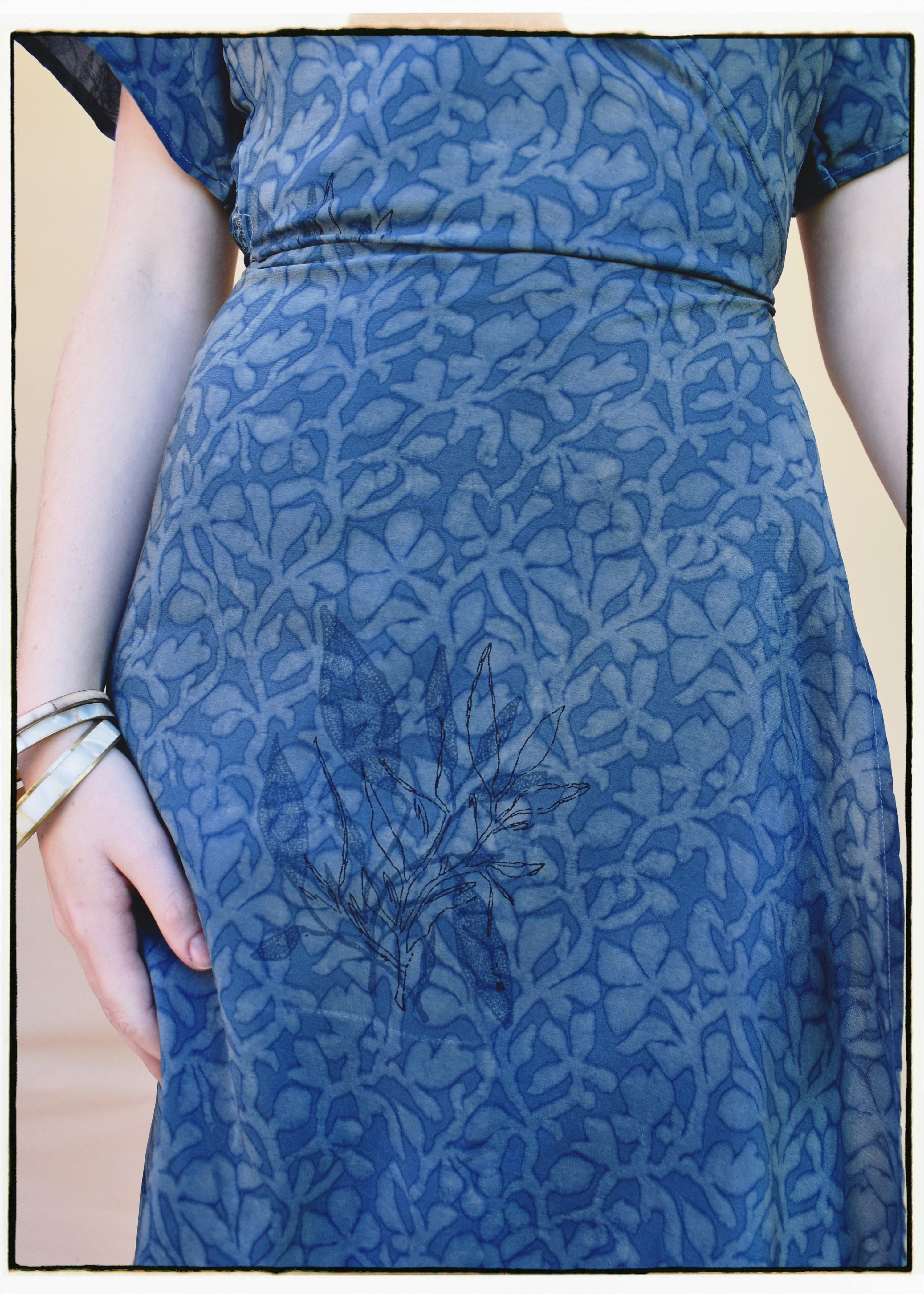 Liatris Silk Crepe Flutter Sleeve Wrap Dress ~ Watermark XS