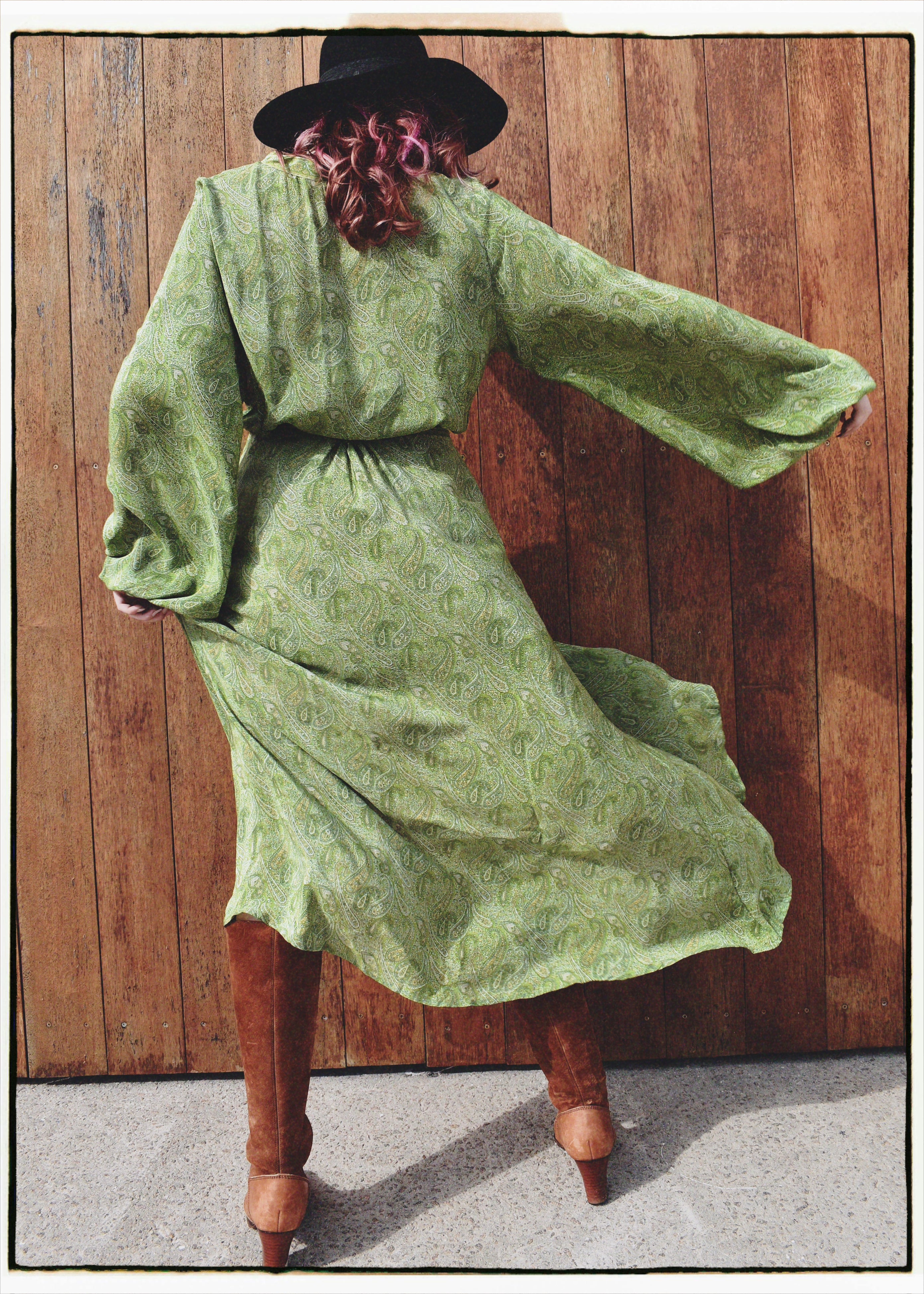 Caladium Wrap Silk Dress ~ Titanite L