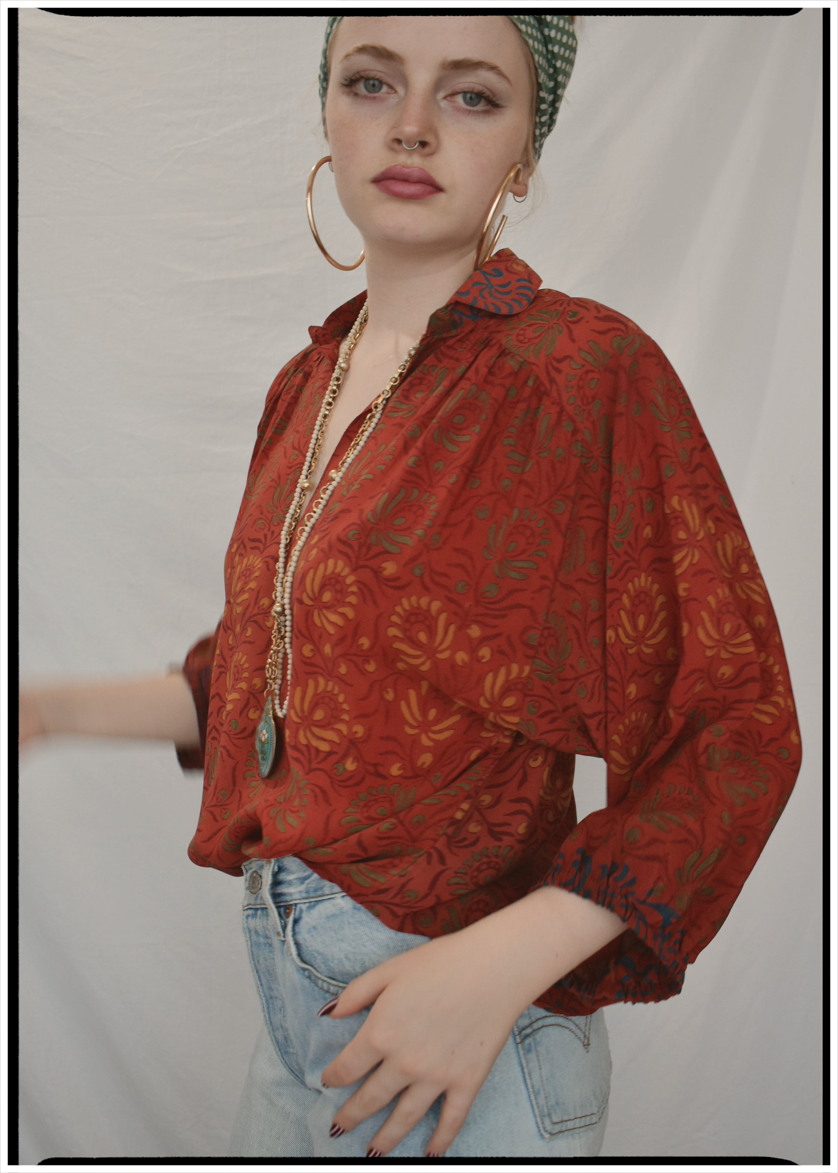 Ochna Silk Crepe Shirt ~ Paprika S & XS