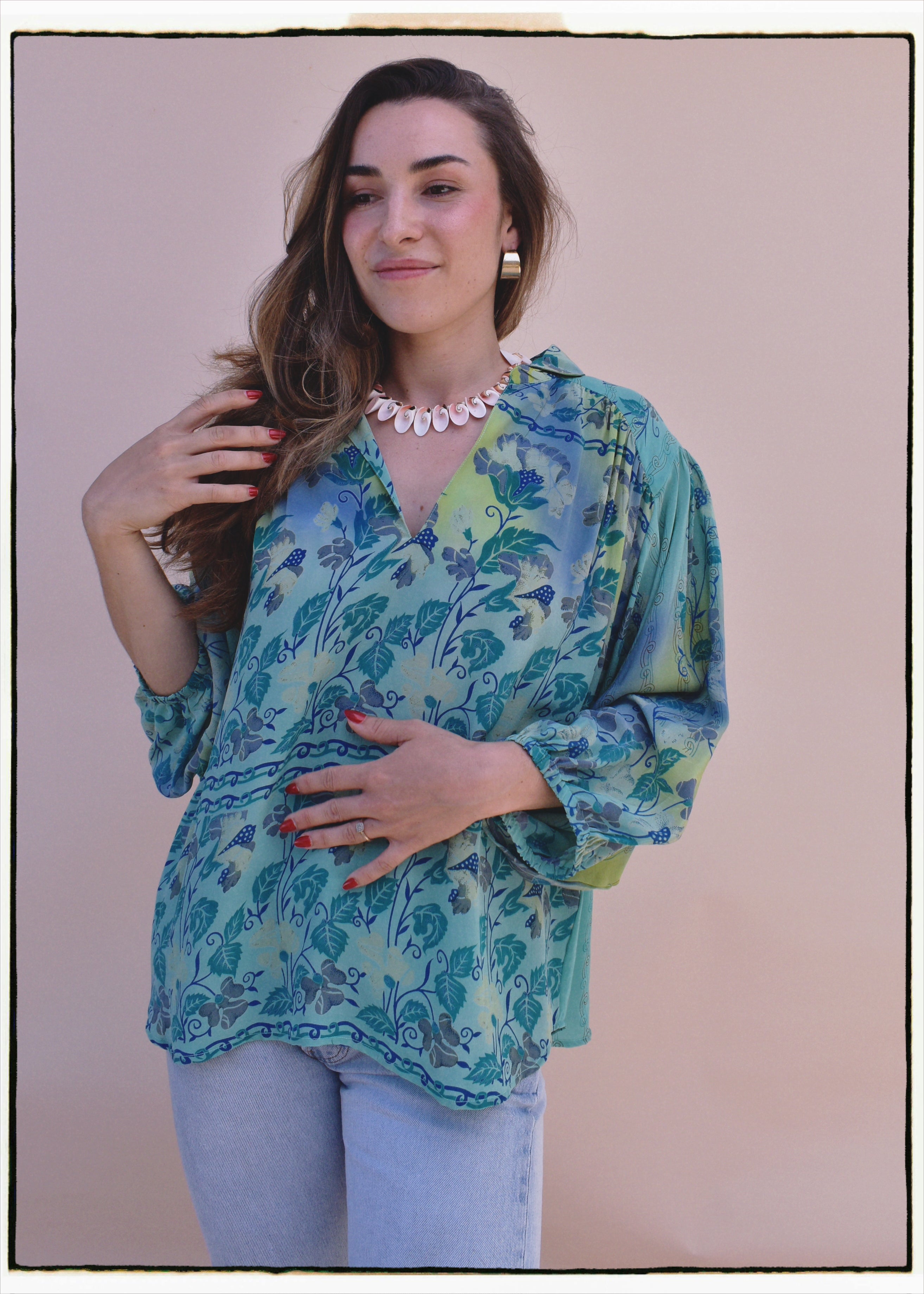 Cleome Silk Crepe Shirt ~ Barbados XL
