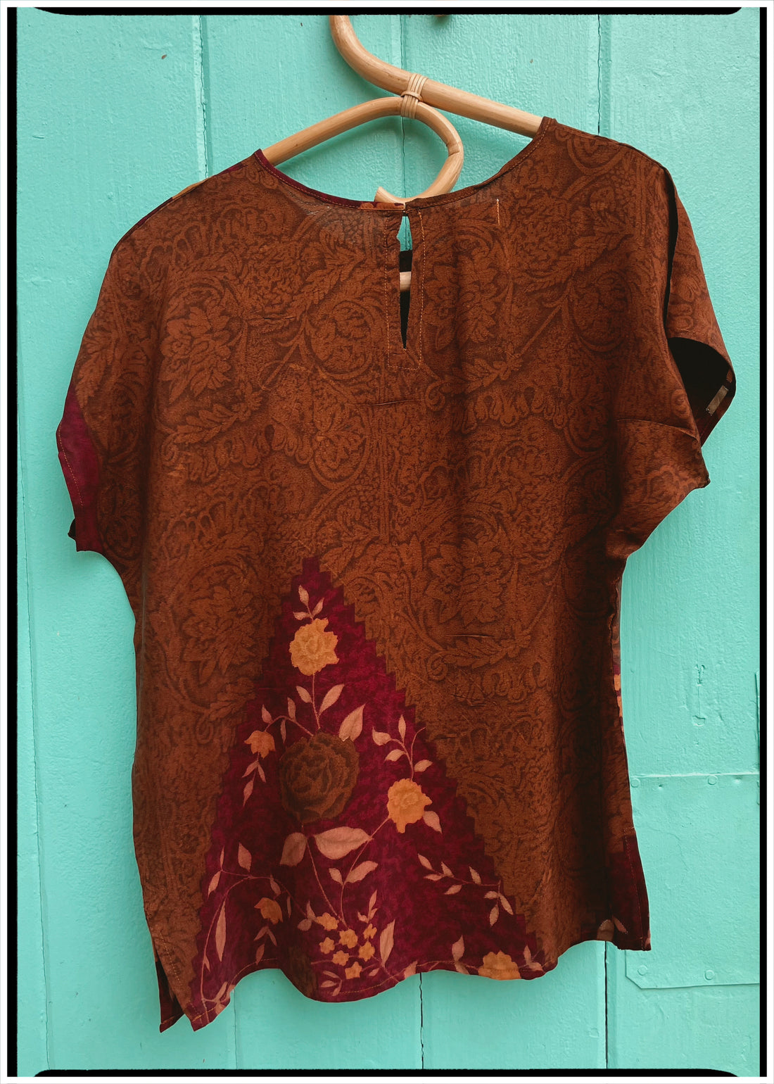 Viola Silk Crepe T-Shirt ~ Burgundy XS