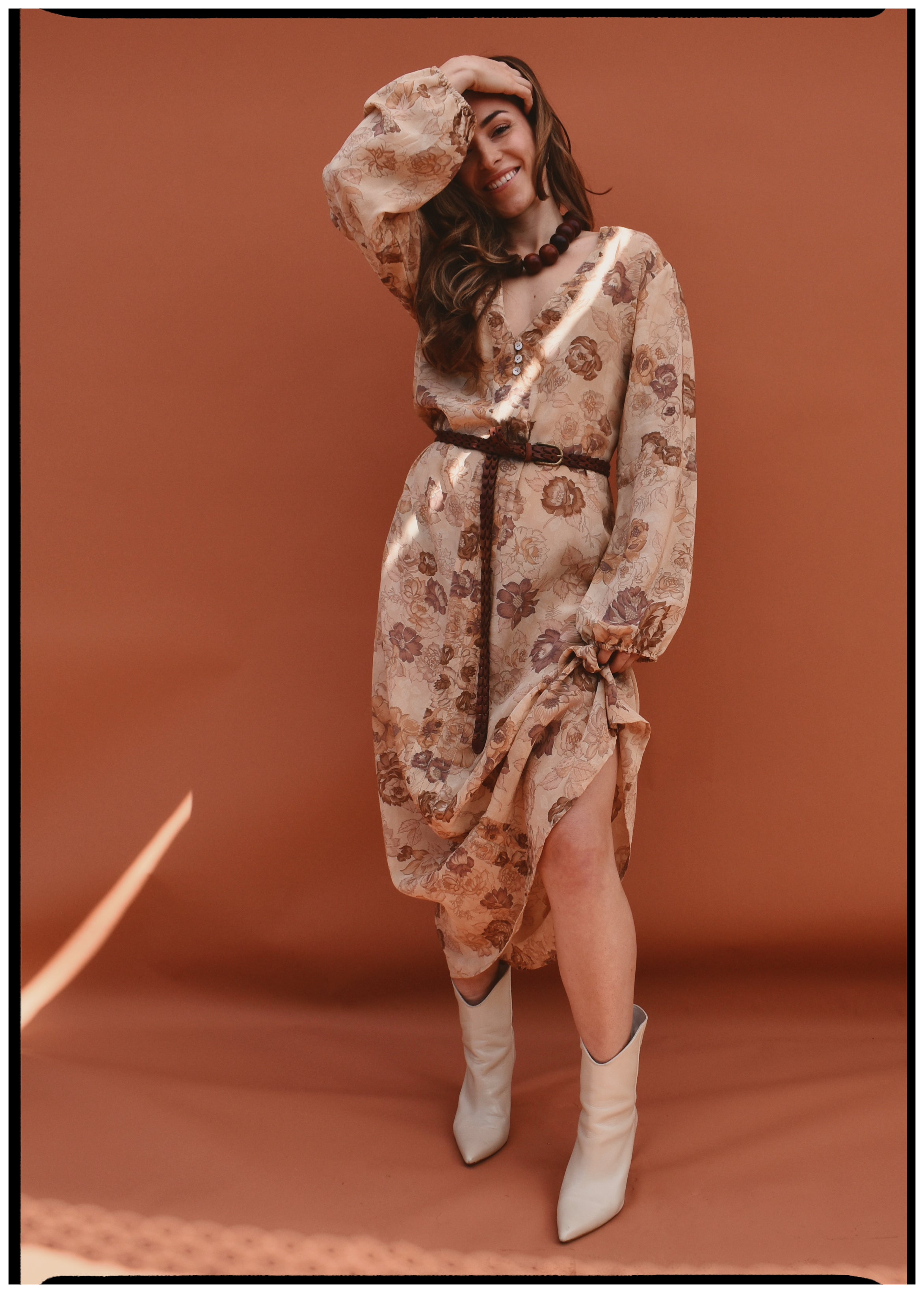 Zea Silk Crepe Kaftan Maxi Dress ~ Flora XS