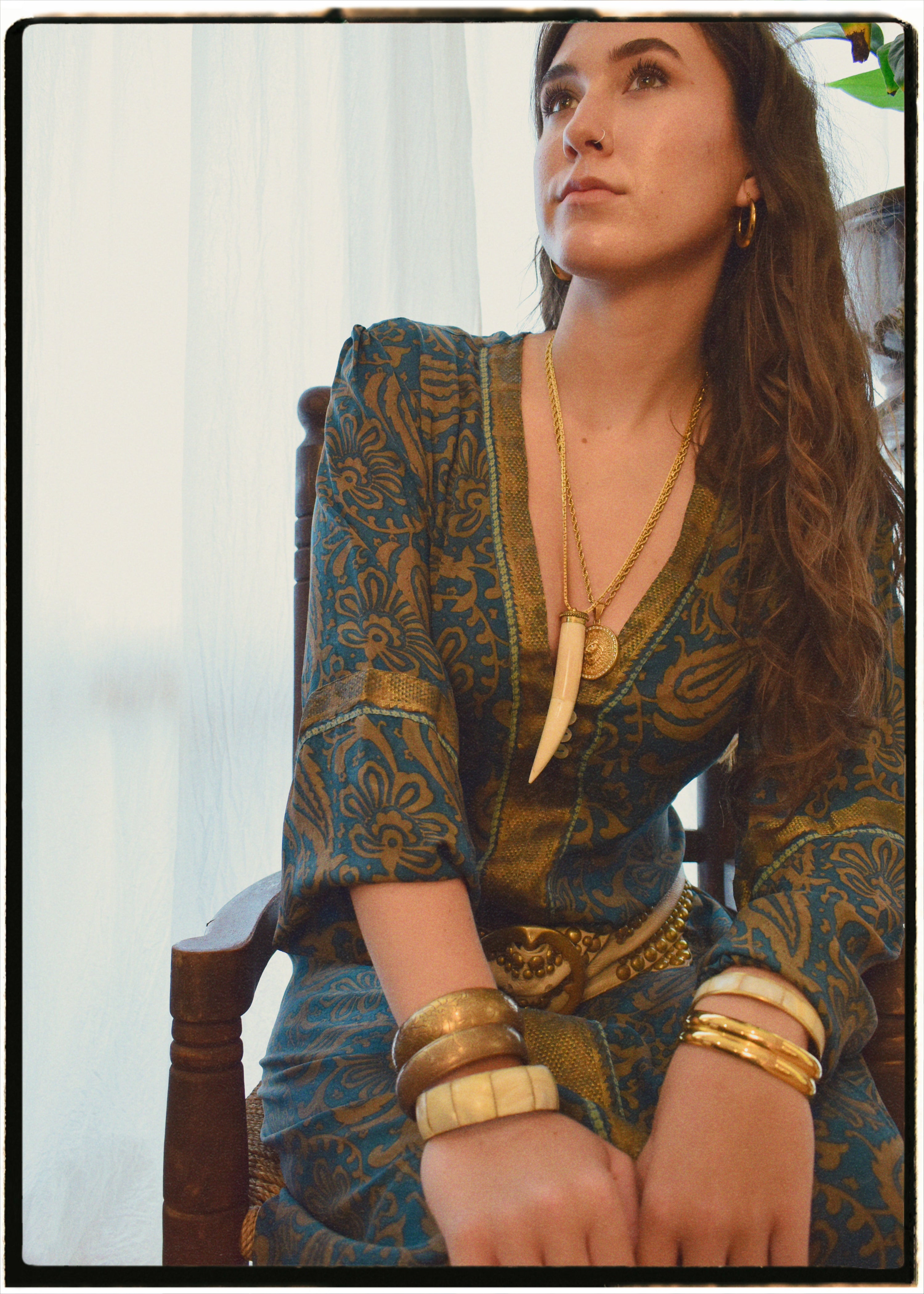 Zea Silk Crepe Kaftan Maxi Dress ~ Cleopatra L