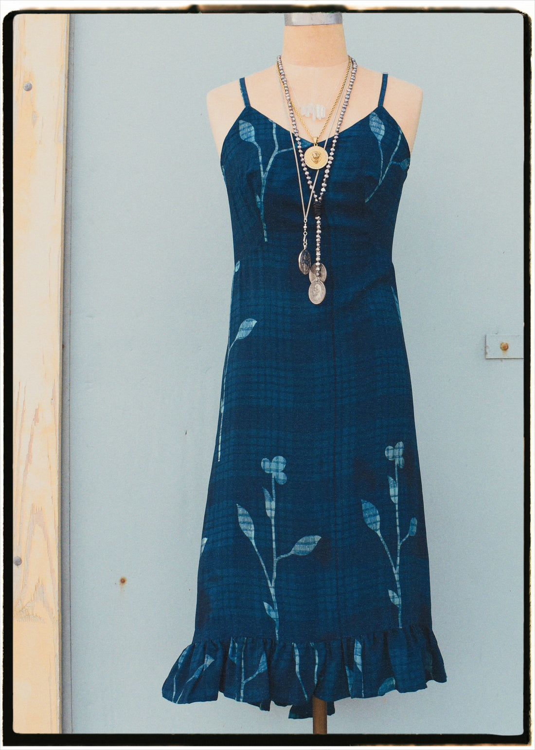 Rumex Silk Slip Dress ~ Navy S & L