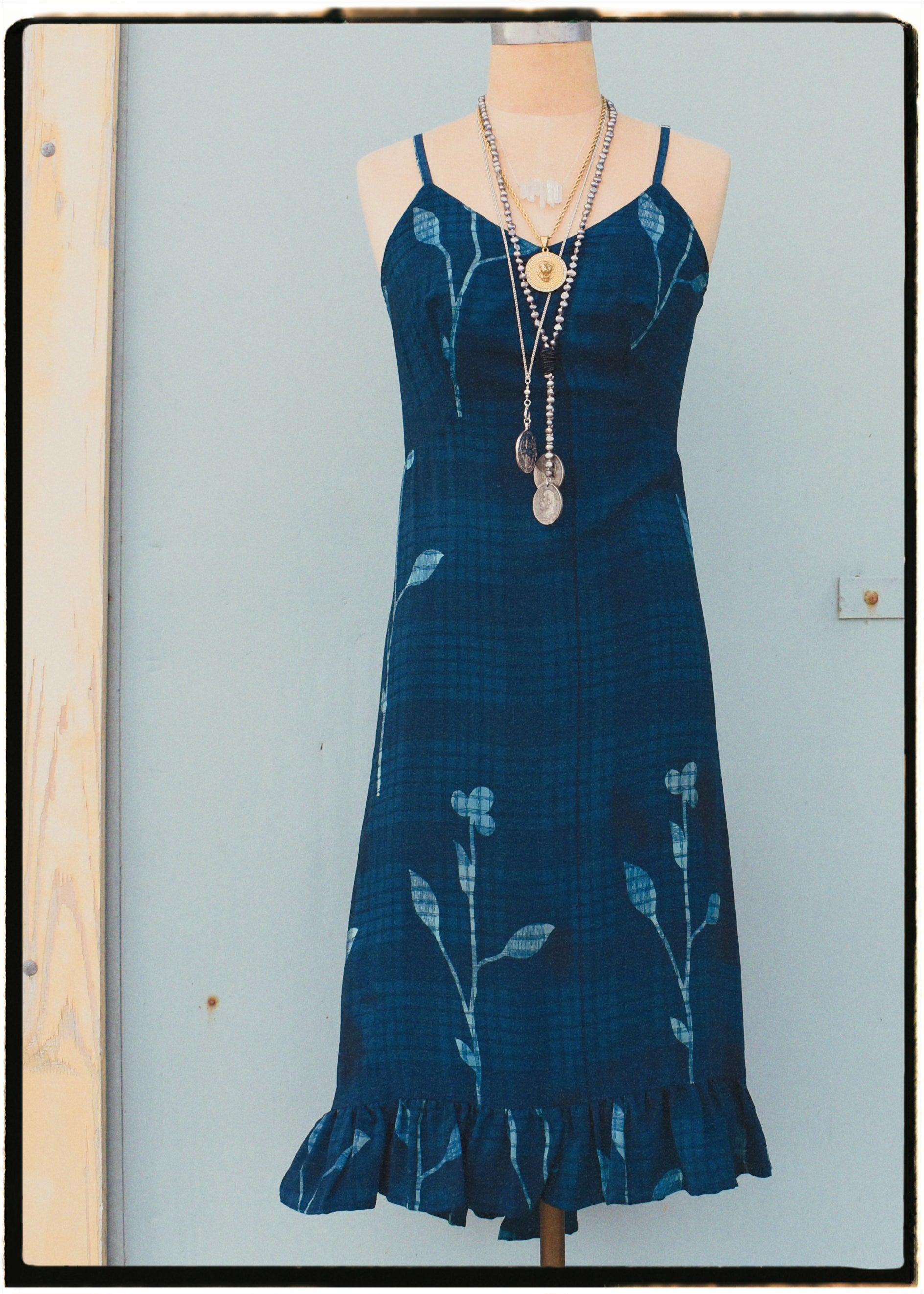 Rumex Silk Slip Dress ~ Navy S & L