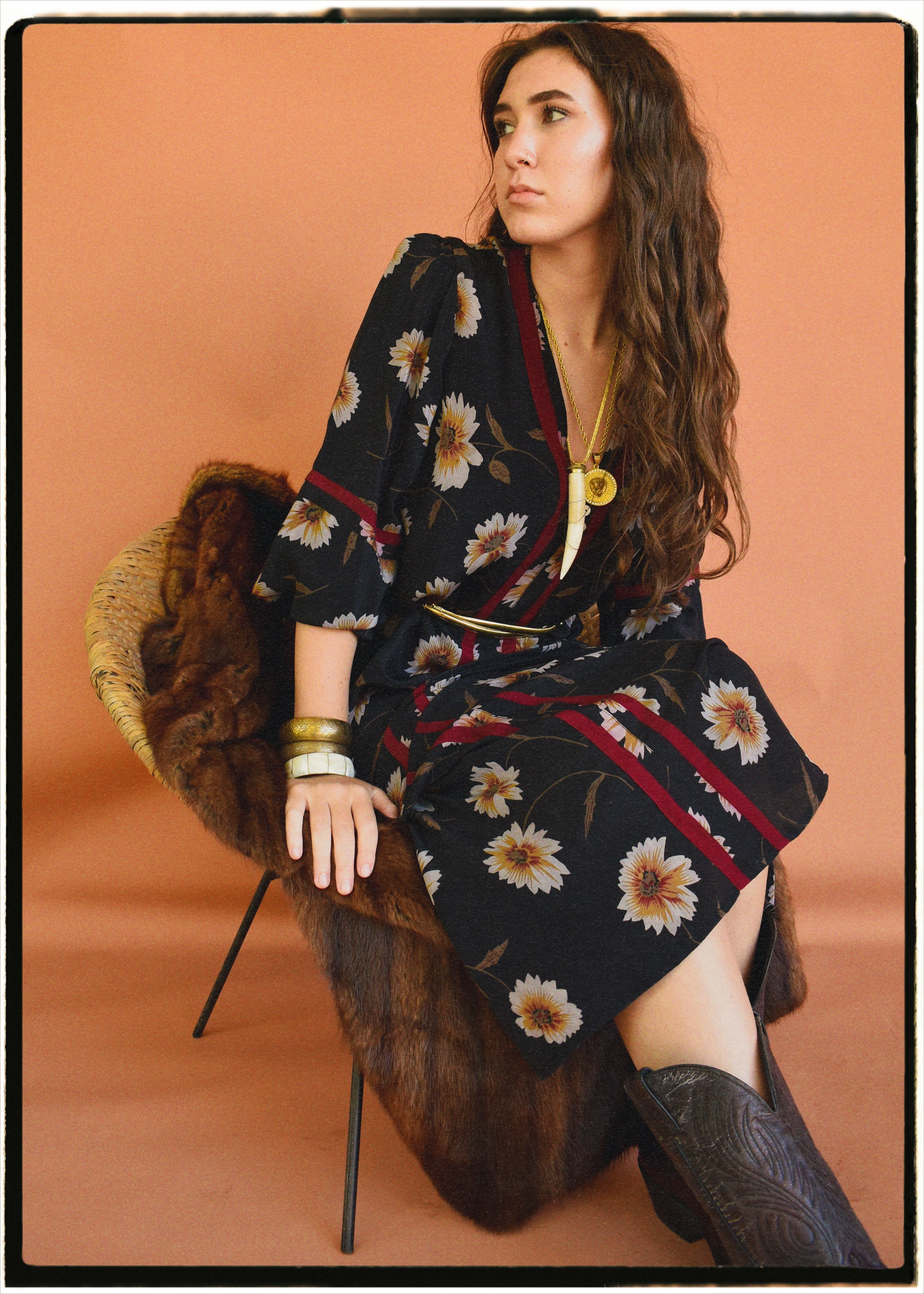 Zea Silk Crepe Kaftan Maxi Dress ~ Eclipse M