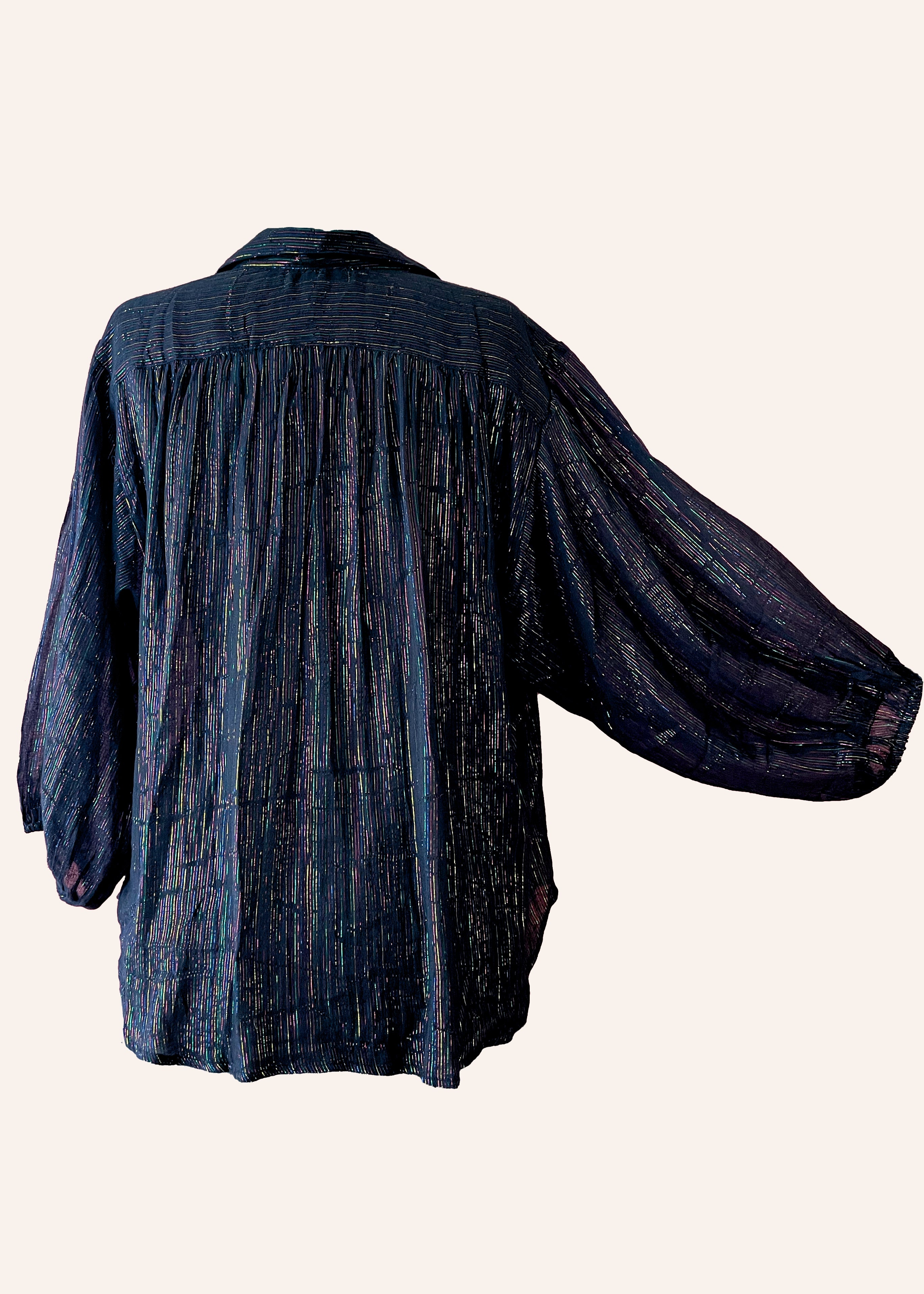 Phool quilted bodice hand block-print cotton muslin satin trim shirring elastic vintage bohemian hippy boho chic chasing Unicorns Spell and the gypsy lurex rainbow pinstripe black Indian