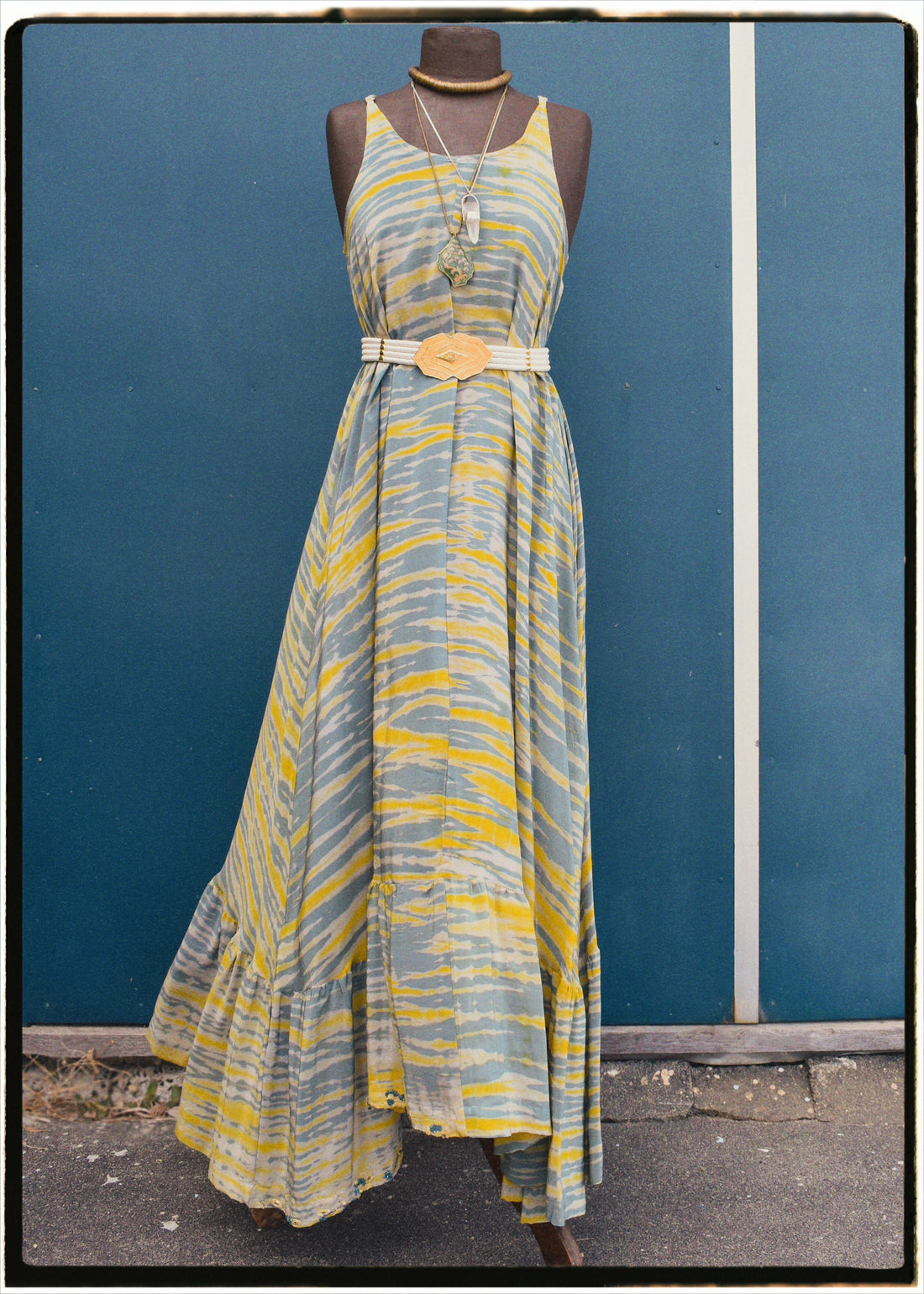 Eustoma Silk Crepe Swing Maxi Dress ~ Aloof L