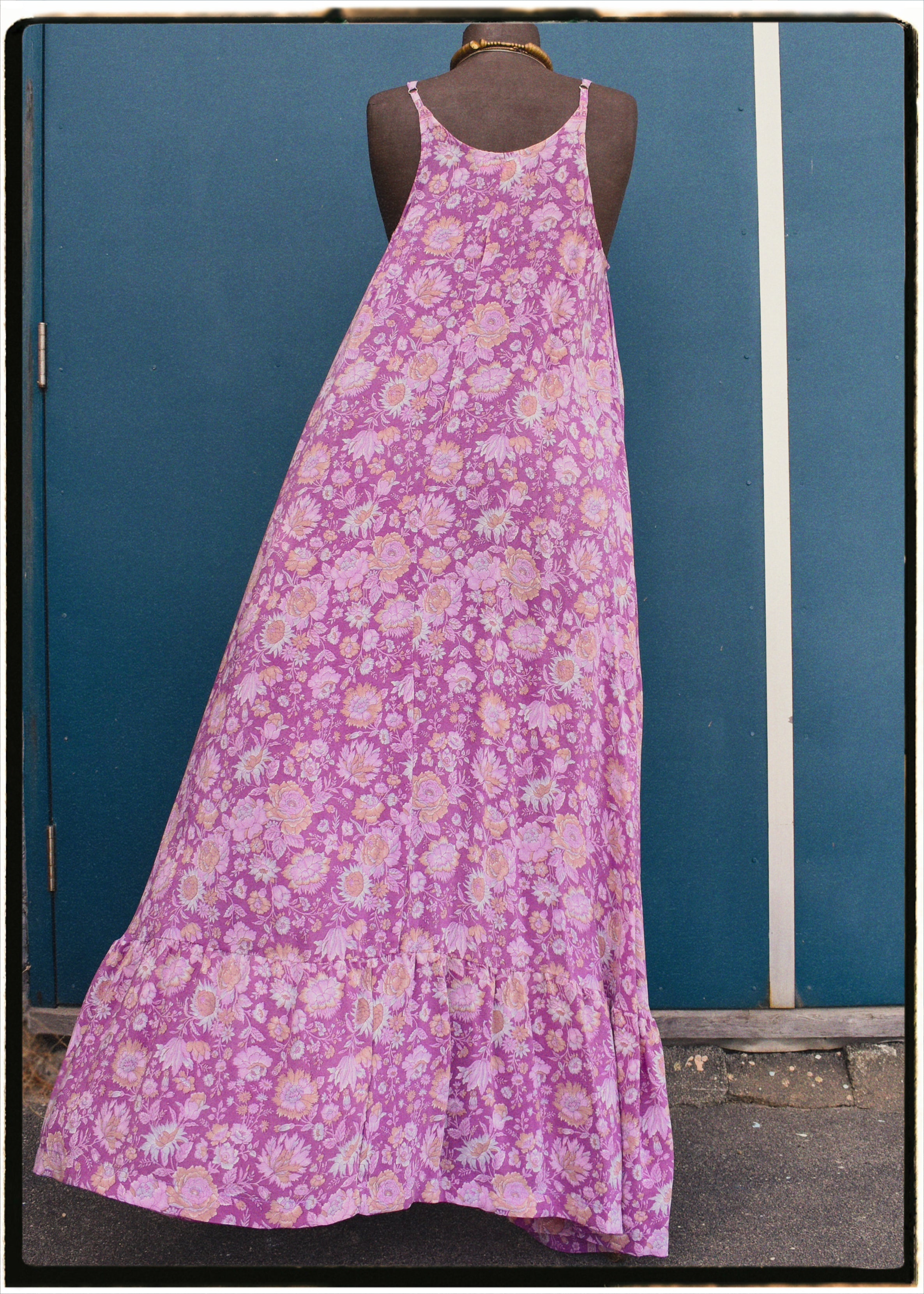 Eustoma Silk Crepe Swing Maxi Dress ~ Rapture XL