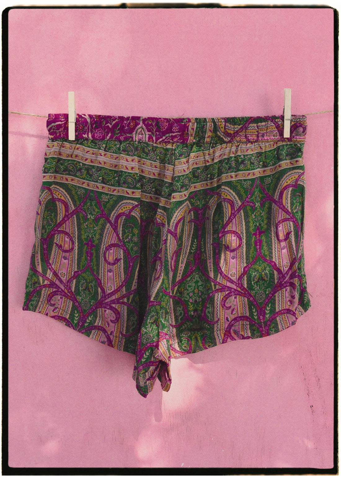 Fumaria Silk Shorts ~ Magenta M