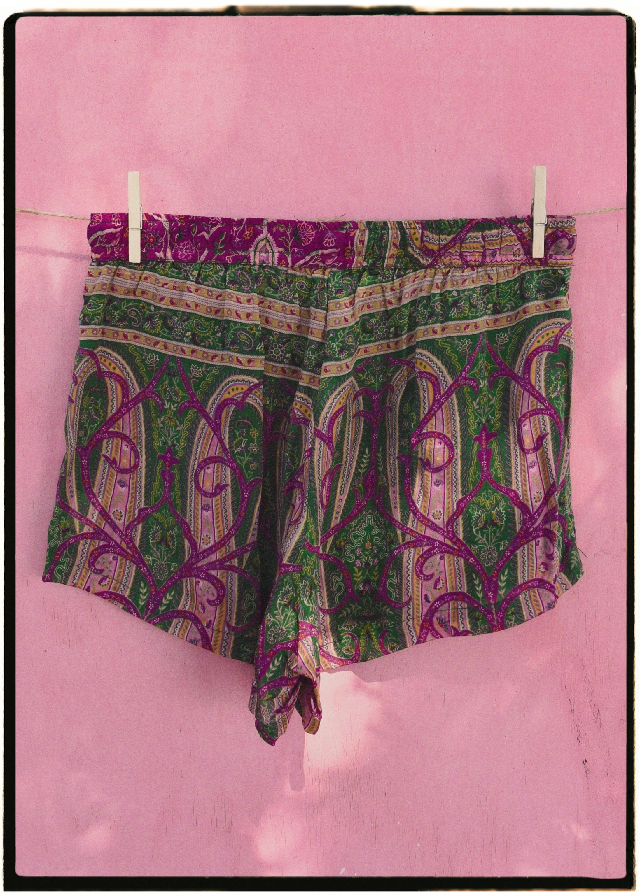Fumaria Silk Shorts ~ Magenta M