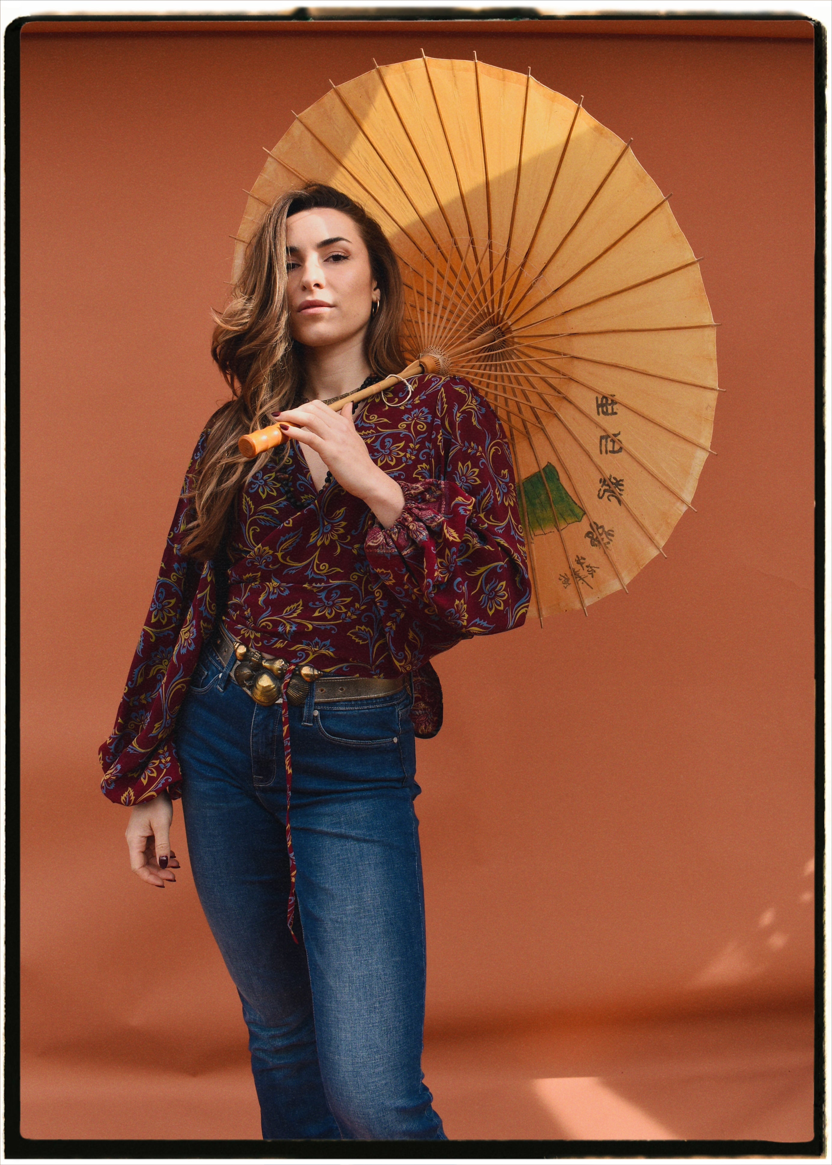 Hoya Silk Crepe Balloon Sleeve Wrap Top ~ Emboldened XL