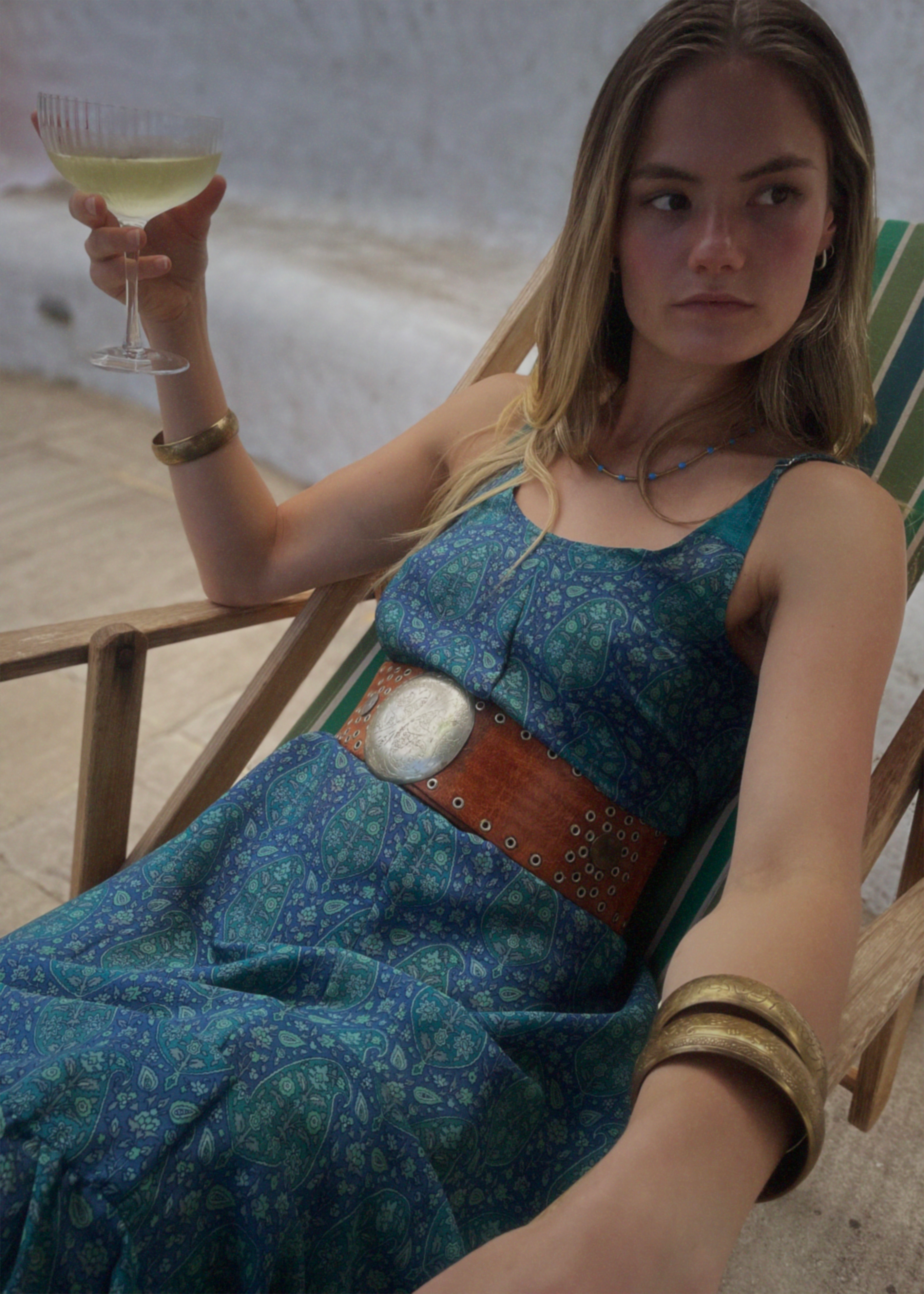 Eustoma Silk Crepe Swing Maxi Dress ~ Sapphire XS