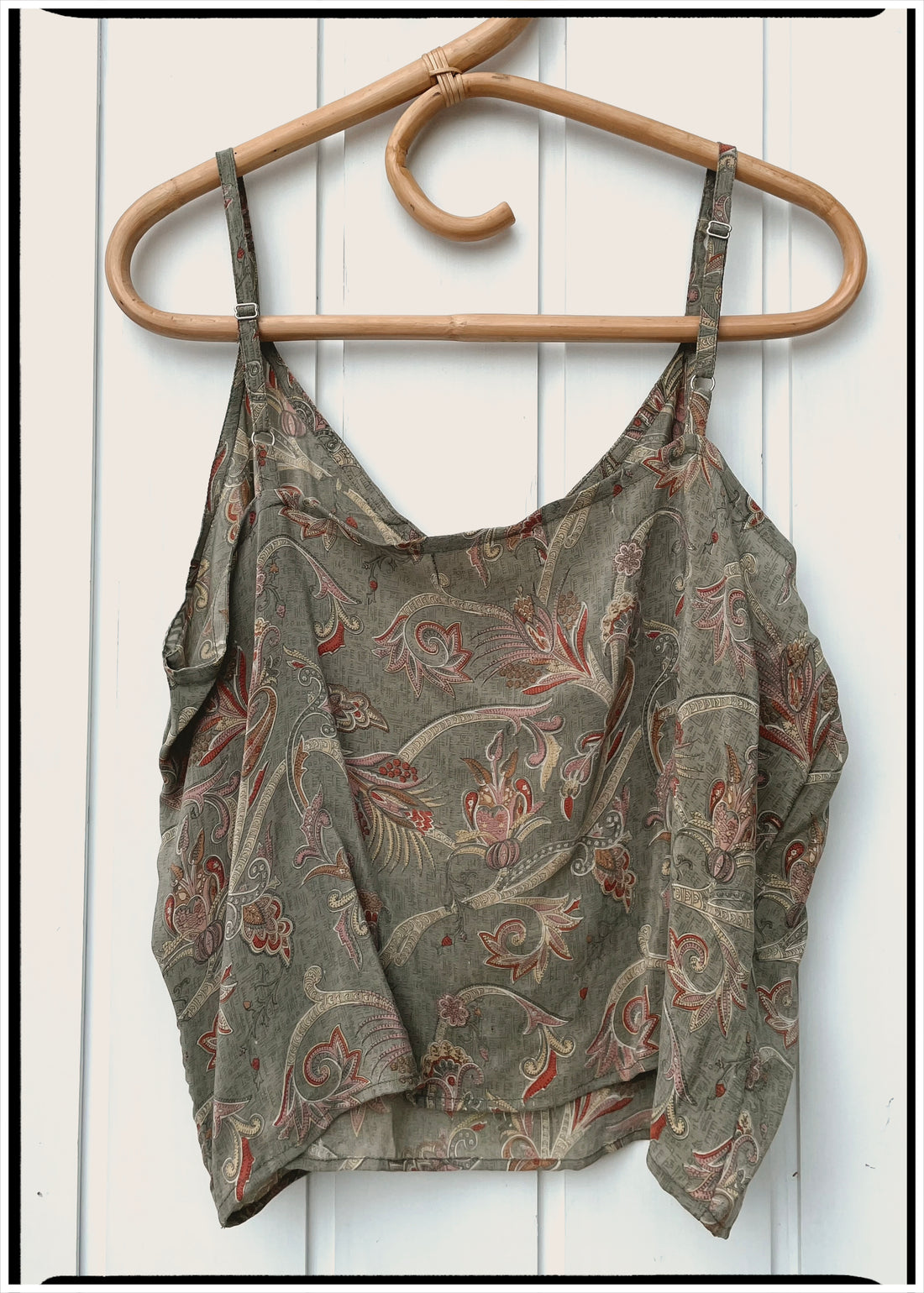 Reseda Silk Crepe Camisole Top ~ Moss XL