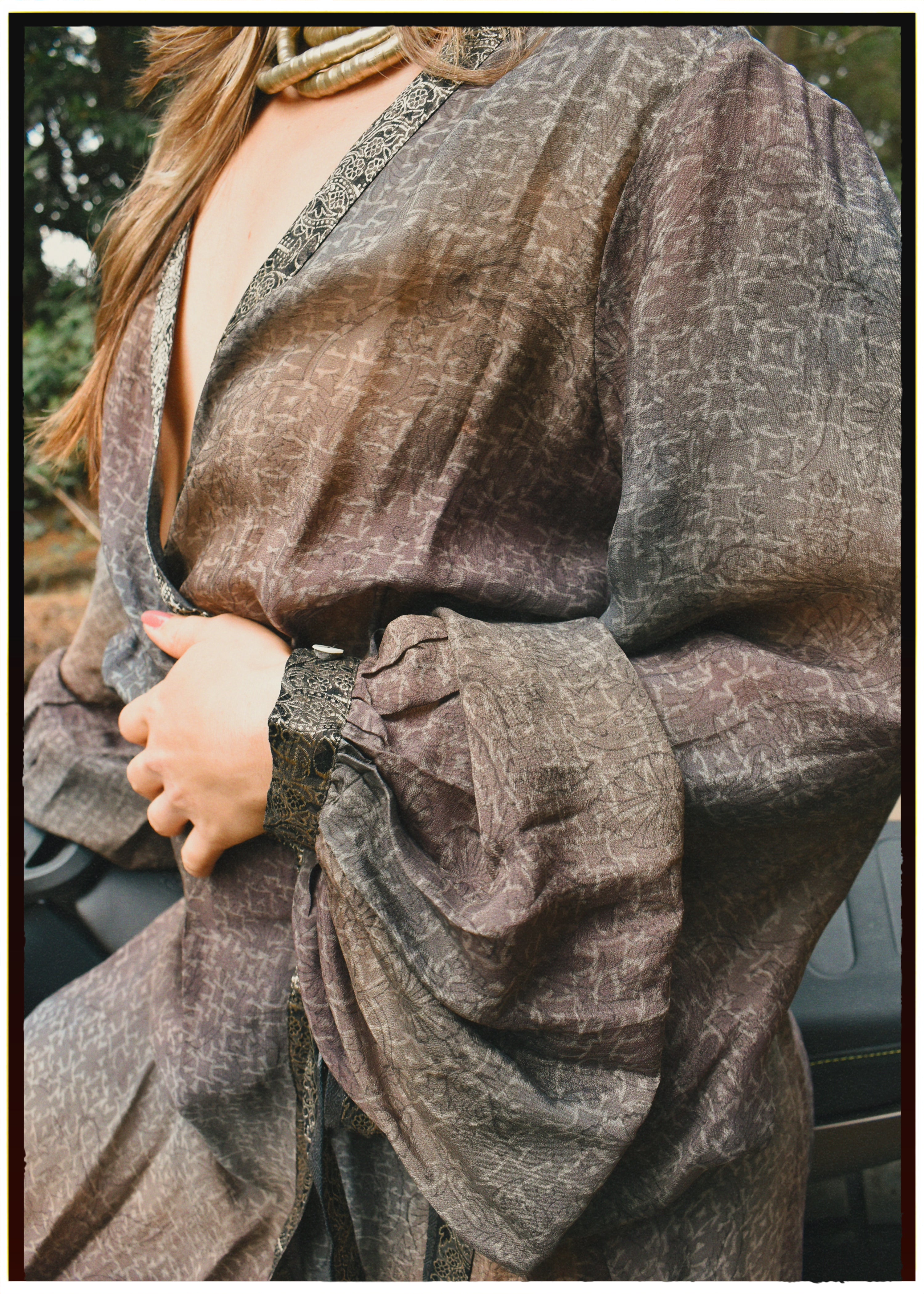 Caladium Wrap Silk Dress ~ Renaissance XL