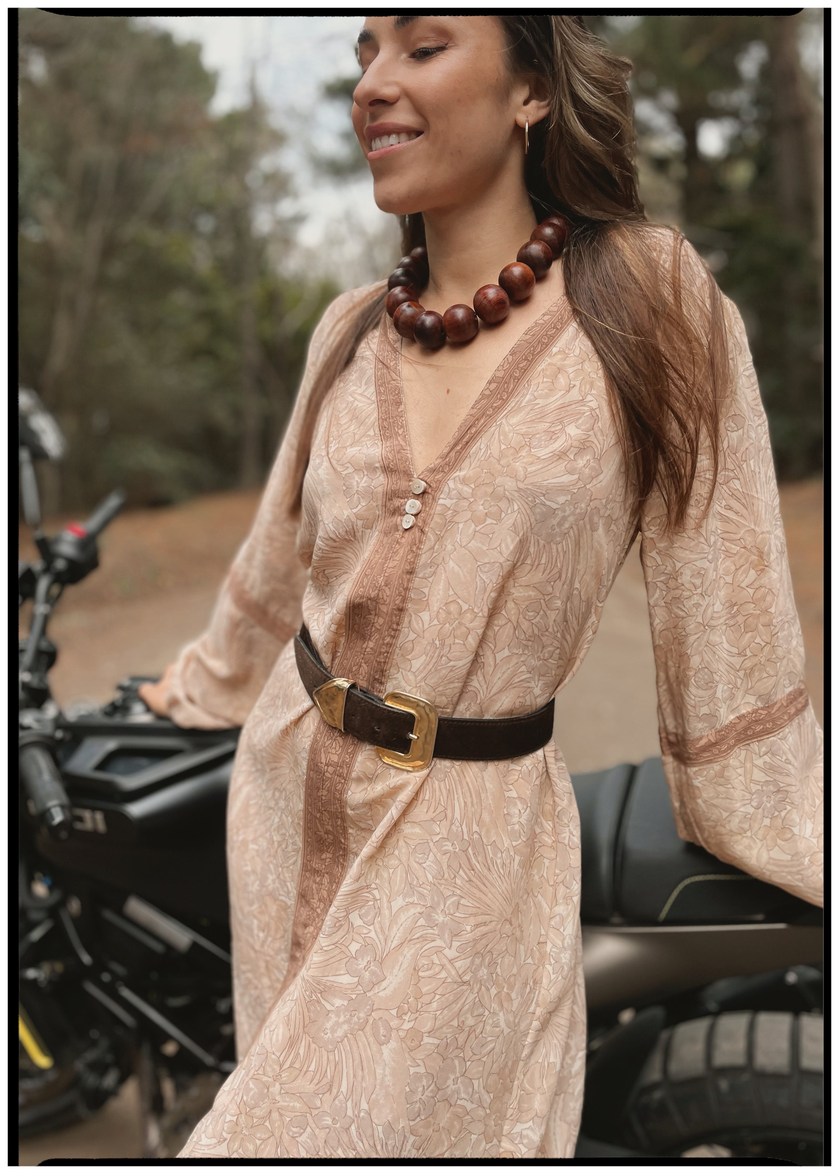 Zea Silk Crepe Kaftan Maxi Dress ~ Novelle L