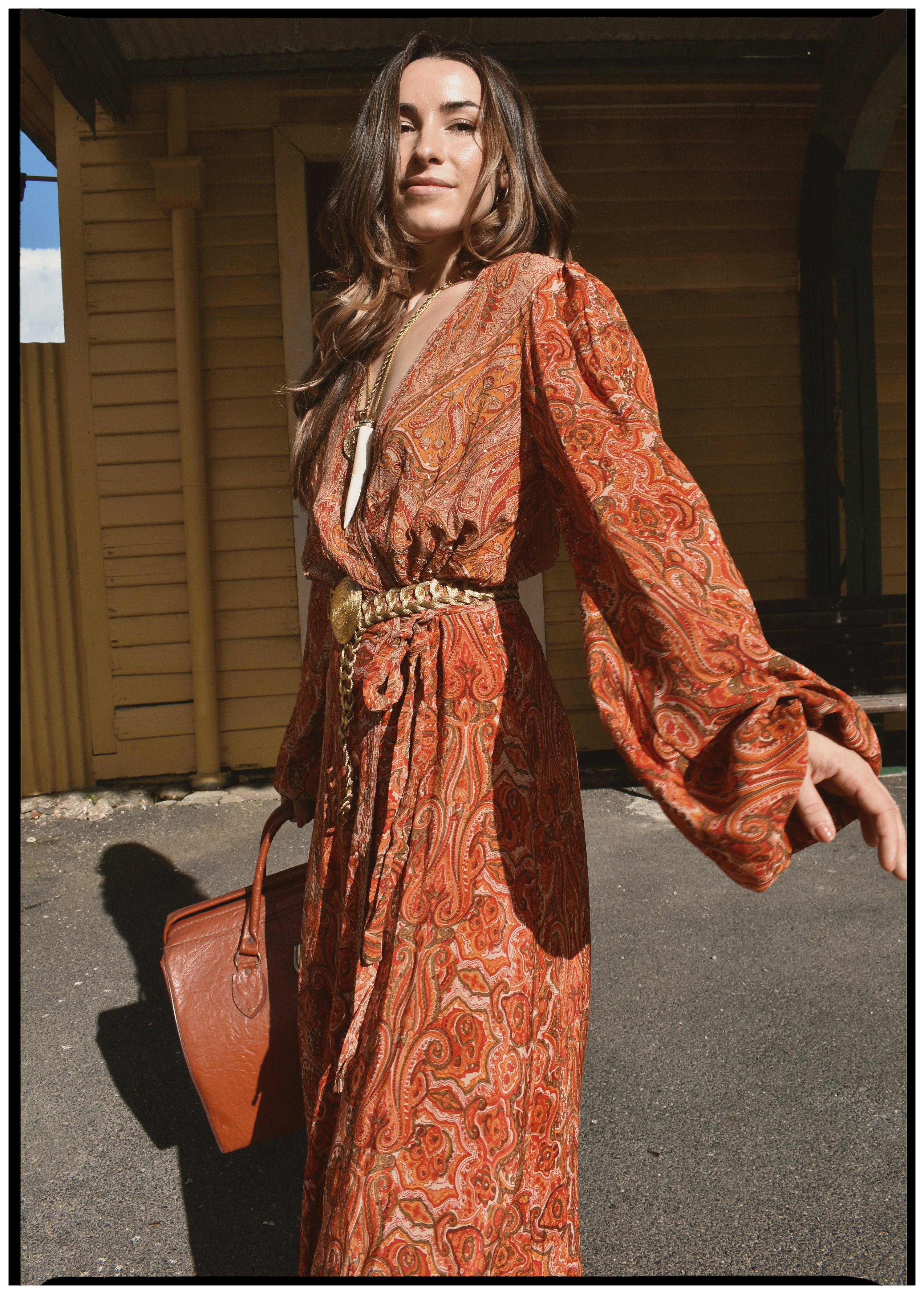 Caladium Silk Wrap Dress ~ Russet S