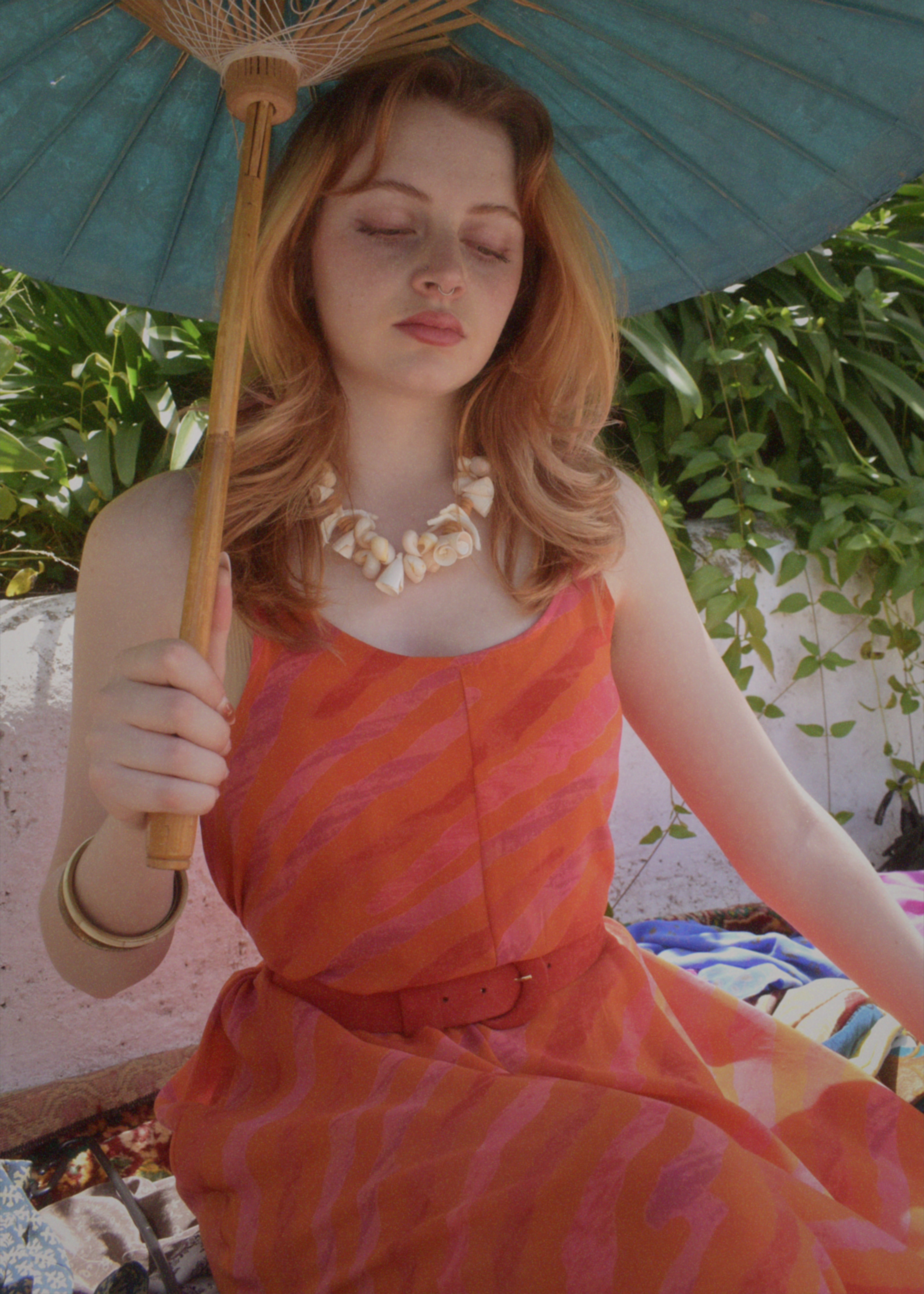 Eustoma Silk Crepe Swing Maxi Dress ~ Sunset M