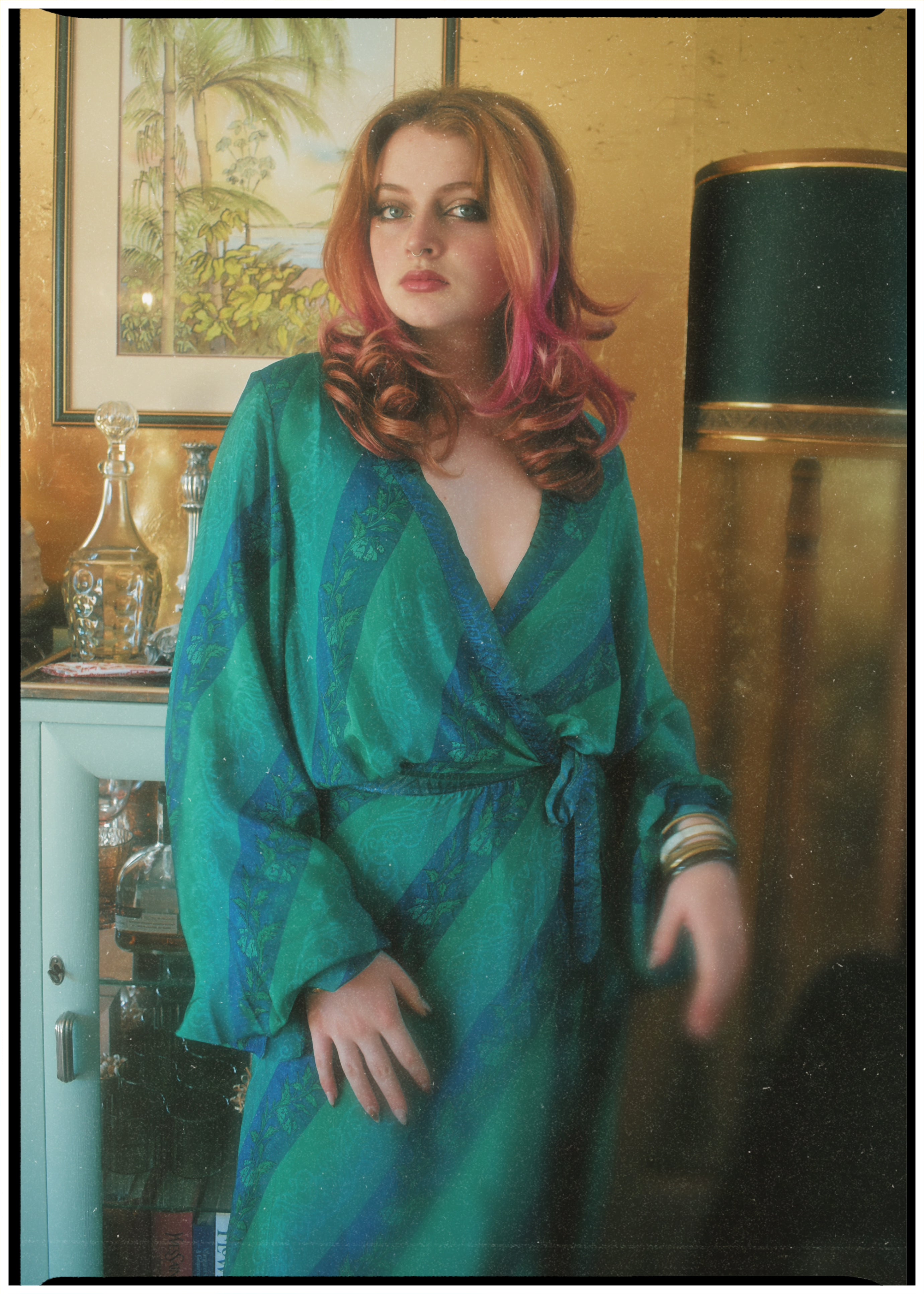 Caladium Wrap Silk Dress ~ Dynasty L