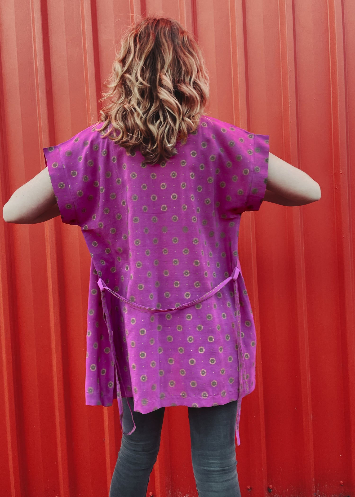 silk wrap shirt top blouse pyjama vintage bohemian repurposed saree sari