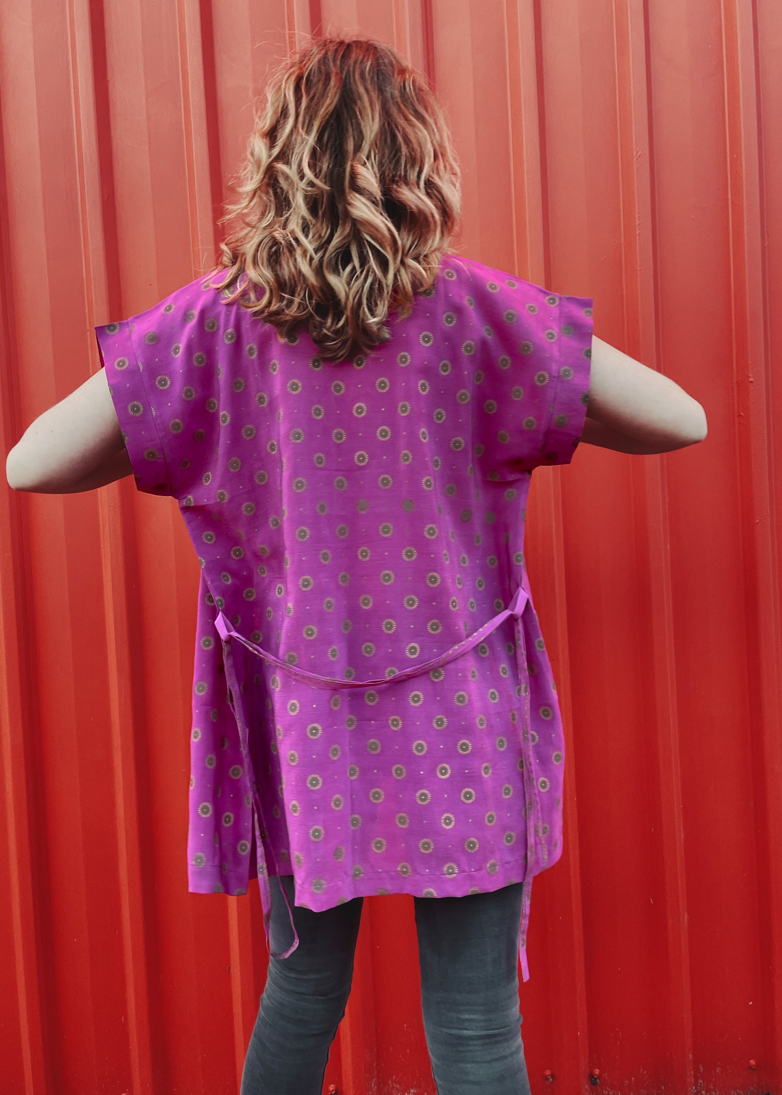 silk wrap shirt top blouse pyjama vintage bohemian repurposed saree sari