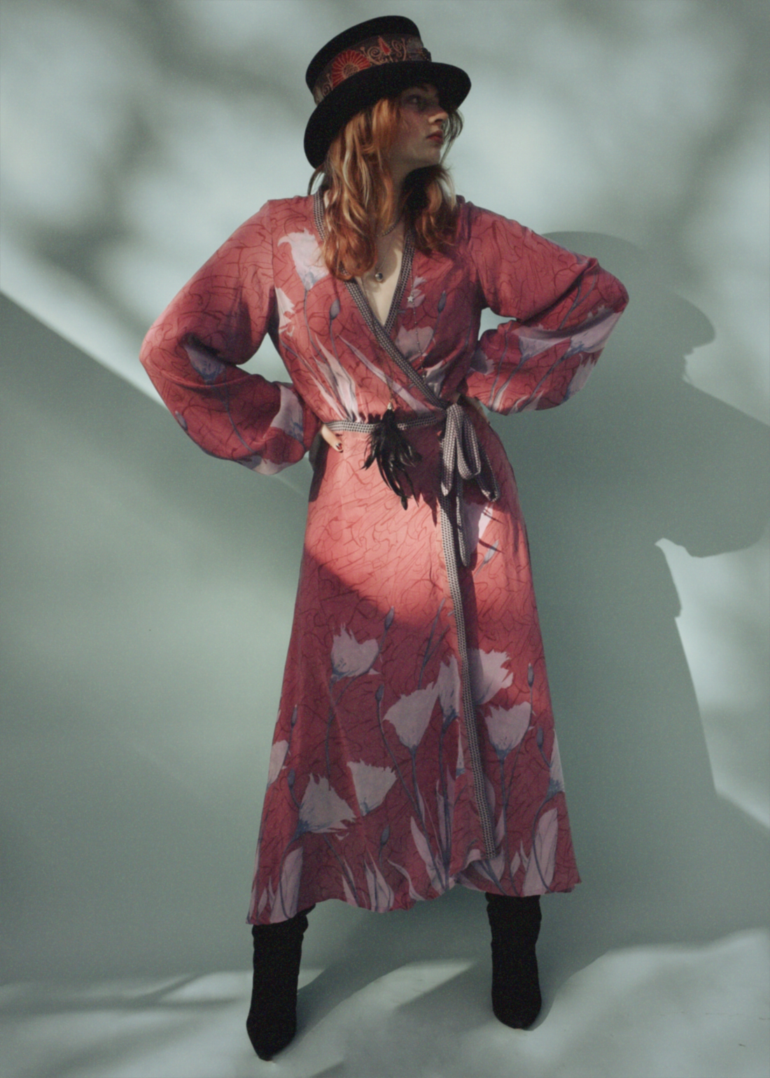 Caladium Wrap Silk Dress ~ Monsoon M