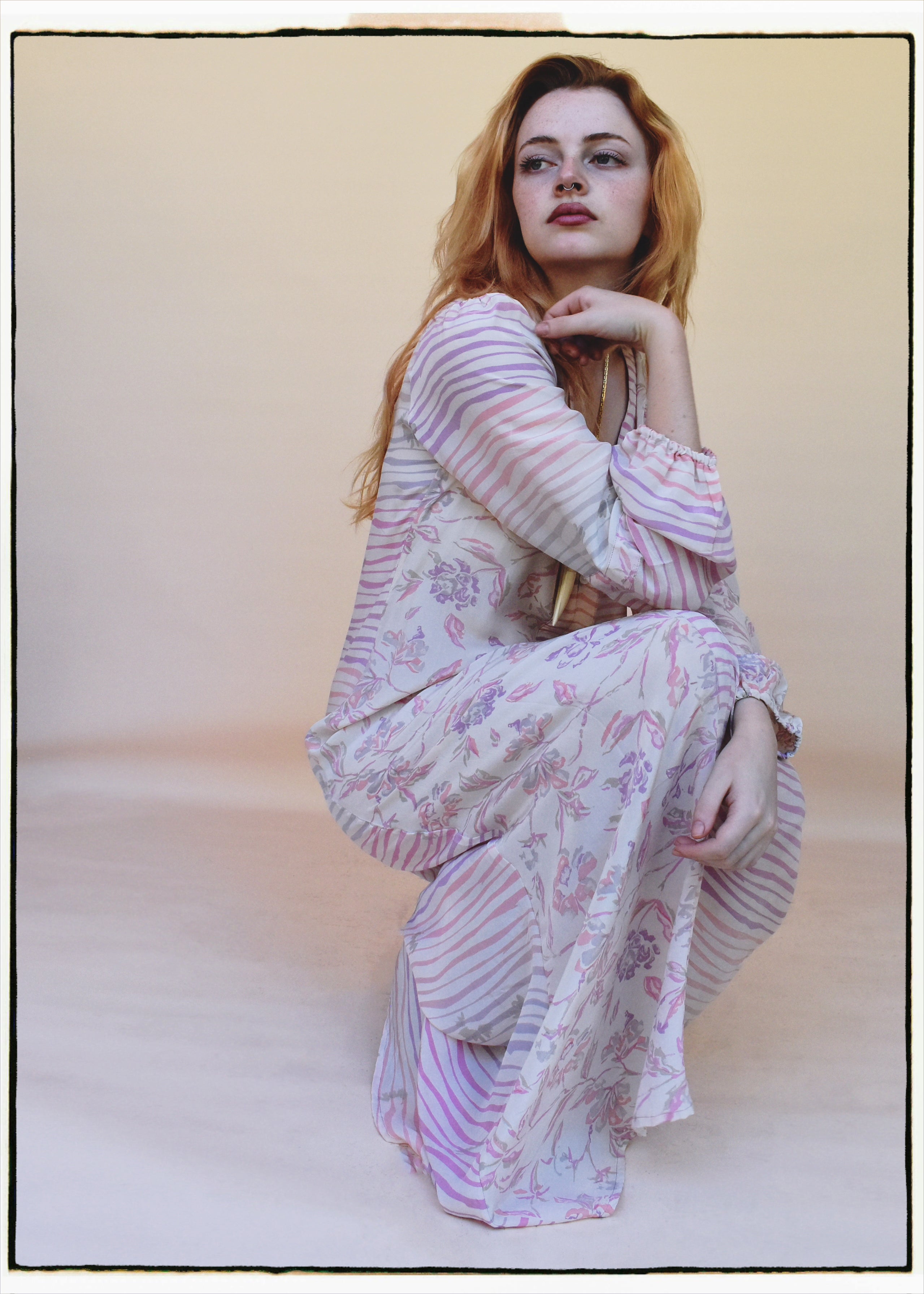 Zea Silk Crepe Kaftan Maxi Dress ~ Ballerina XS