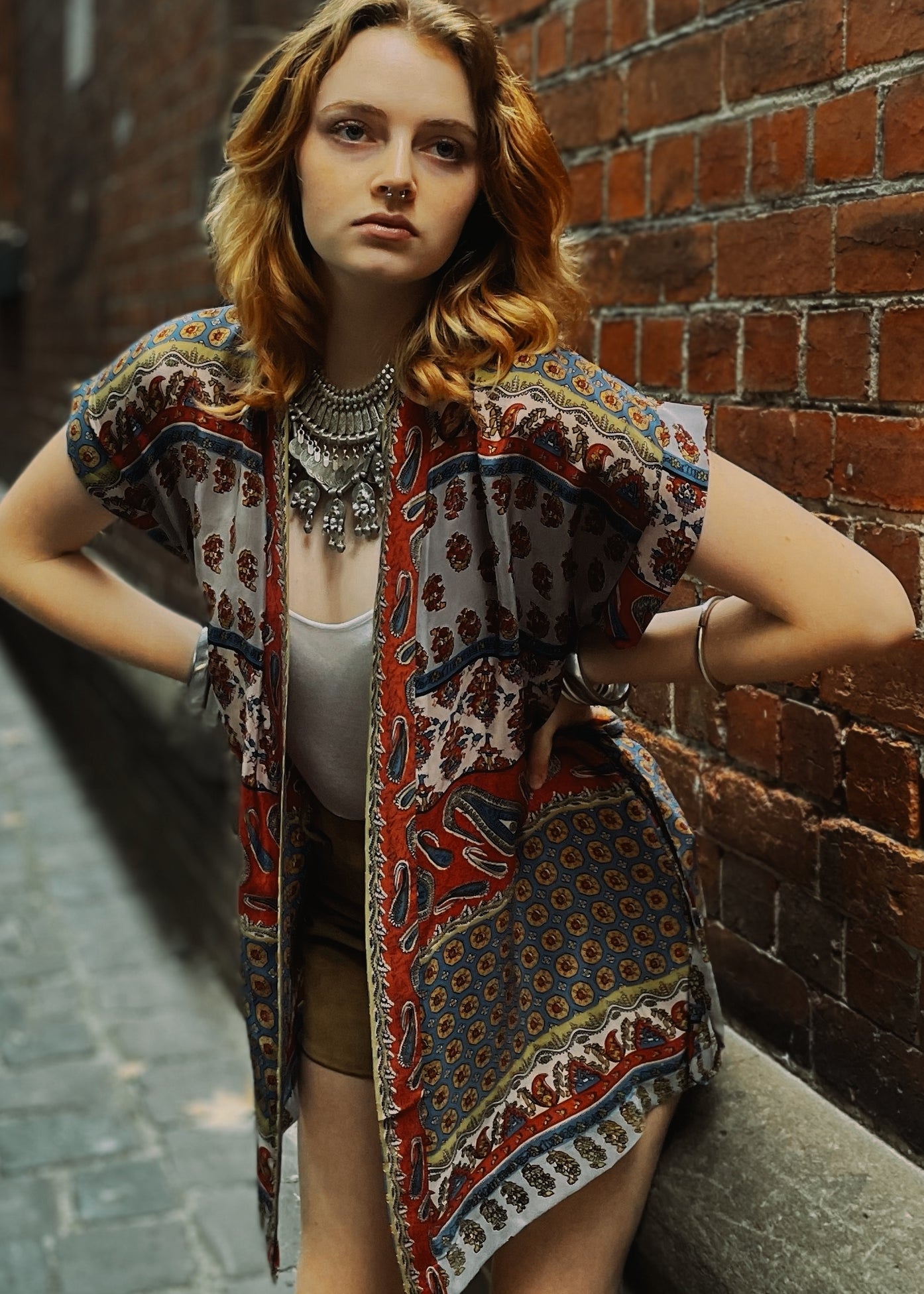 silk wrap shirt top blouse pyjama vintage bohemian repurposed saree sari
