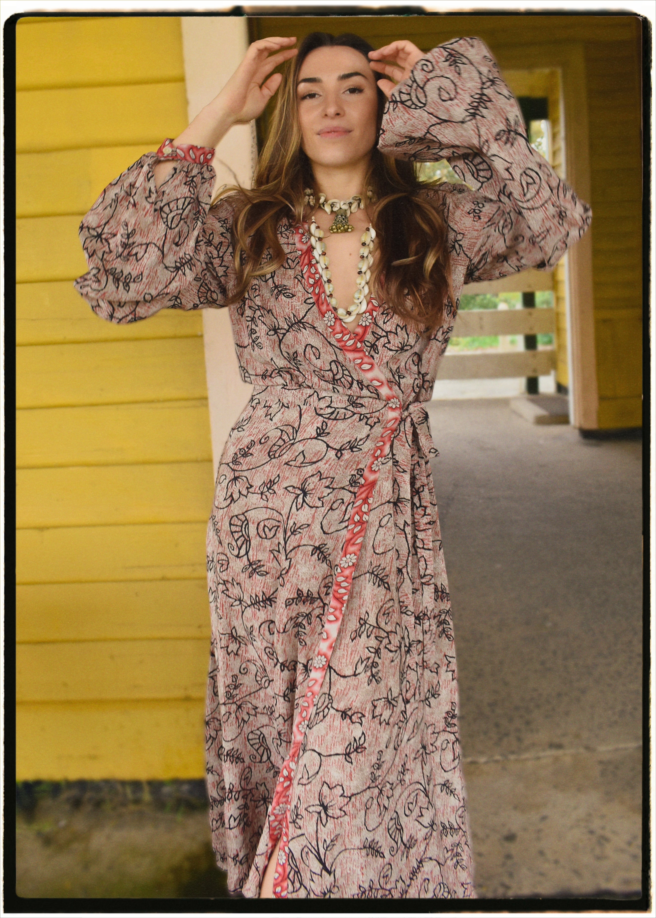 Caladium Silk Wrap Dress ~ Willow S