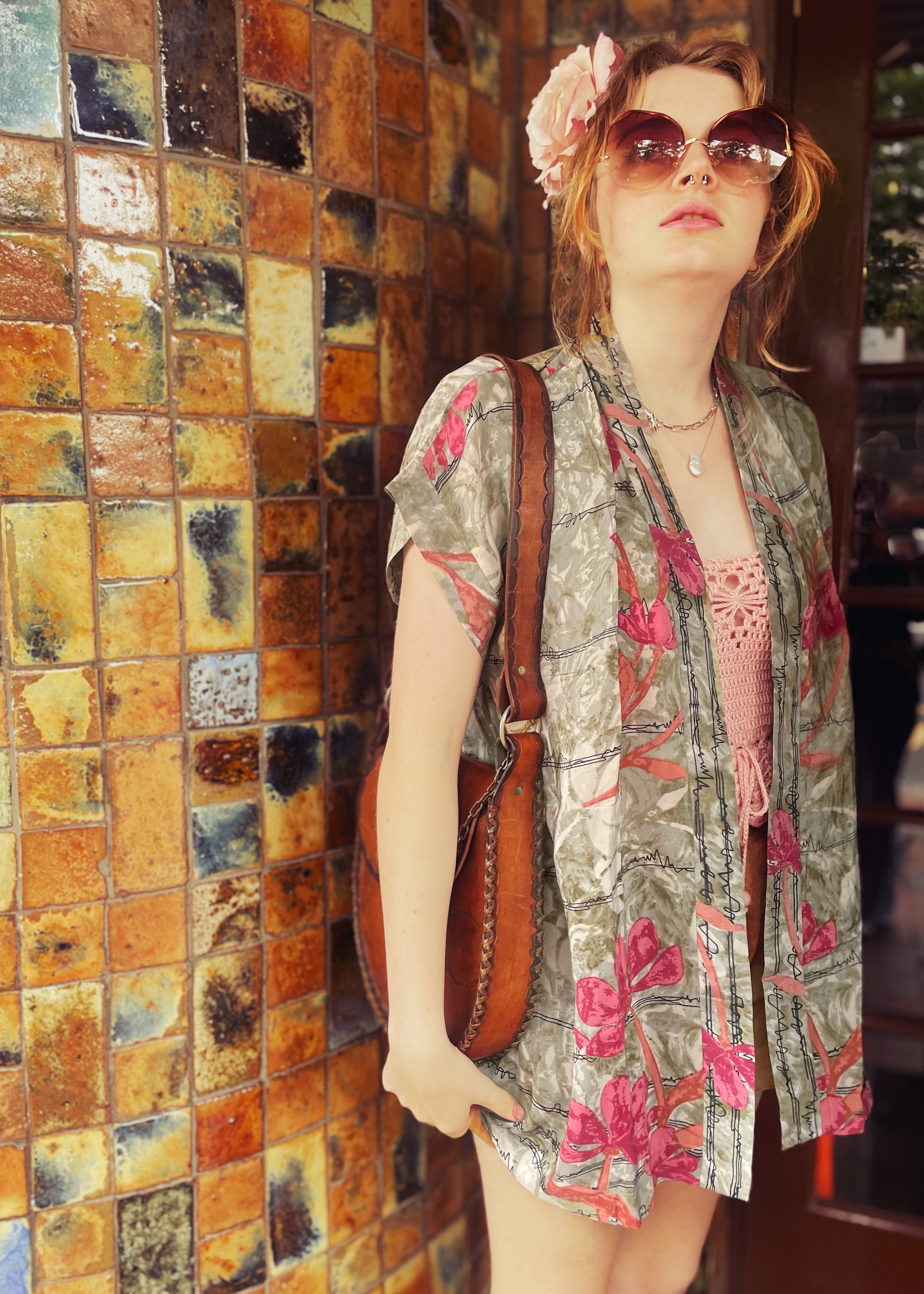 Silk crepe repurposed reclaimed recycled saree sari vintage boho bohemian women&