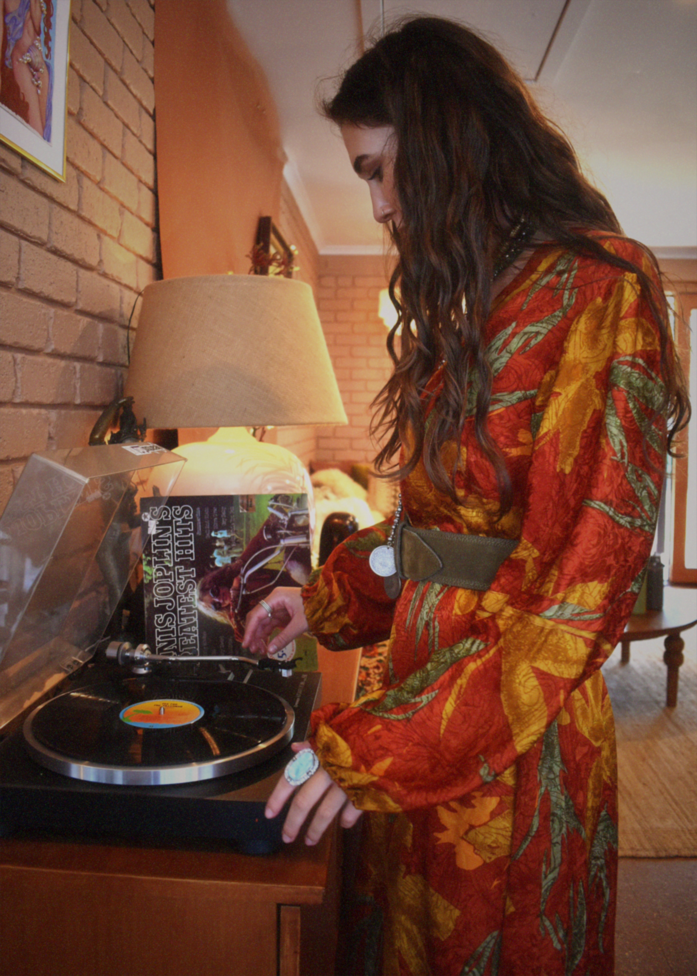 Zea Silk Crepe Kaftan Maxi Dress ~ Tangerine L