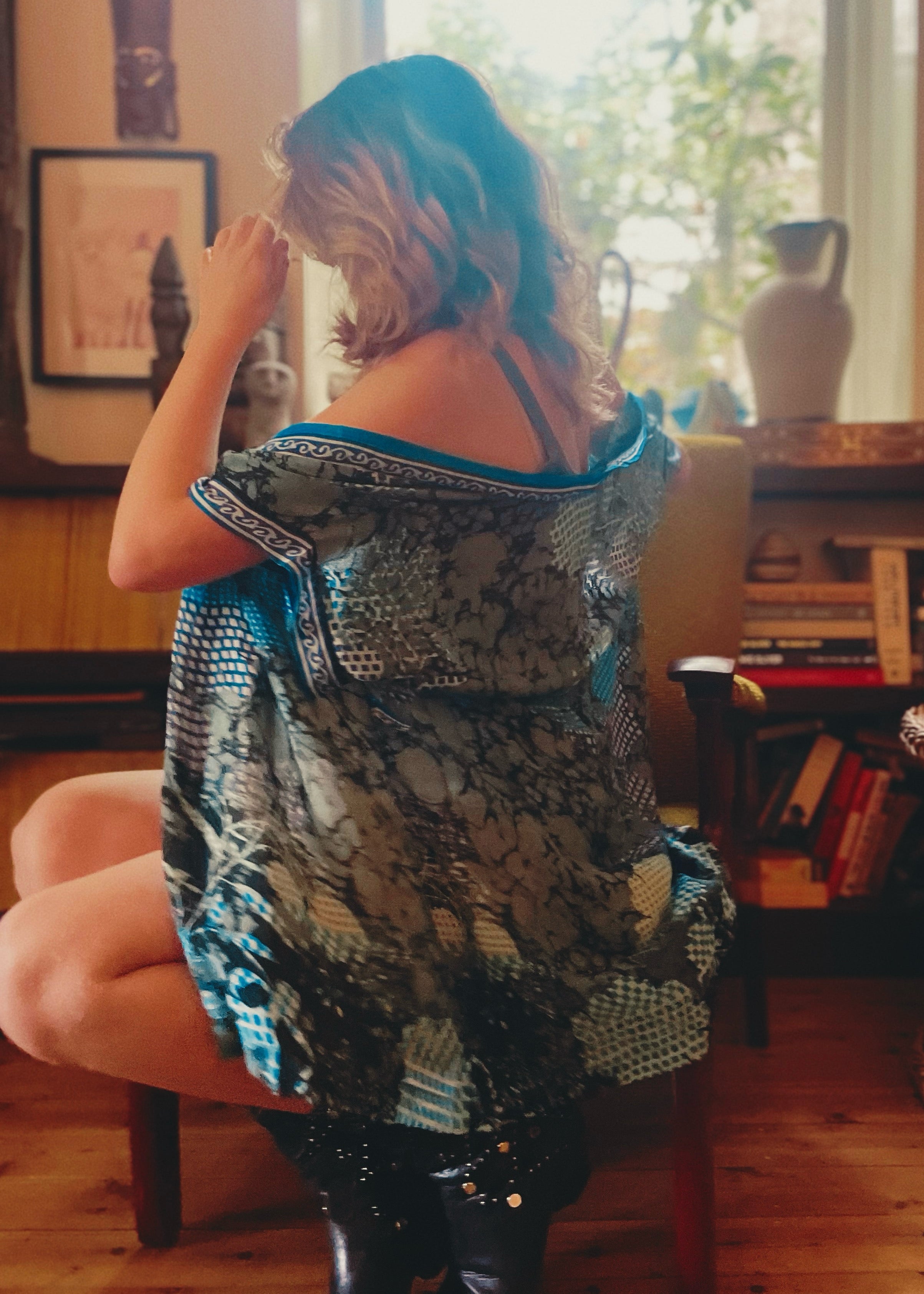 Pilea Silk Wrap Boudoir Top ~ Spectra