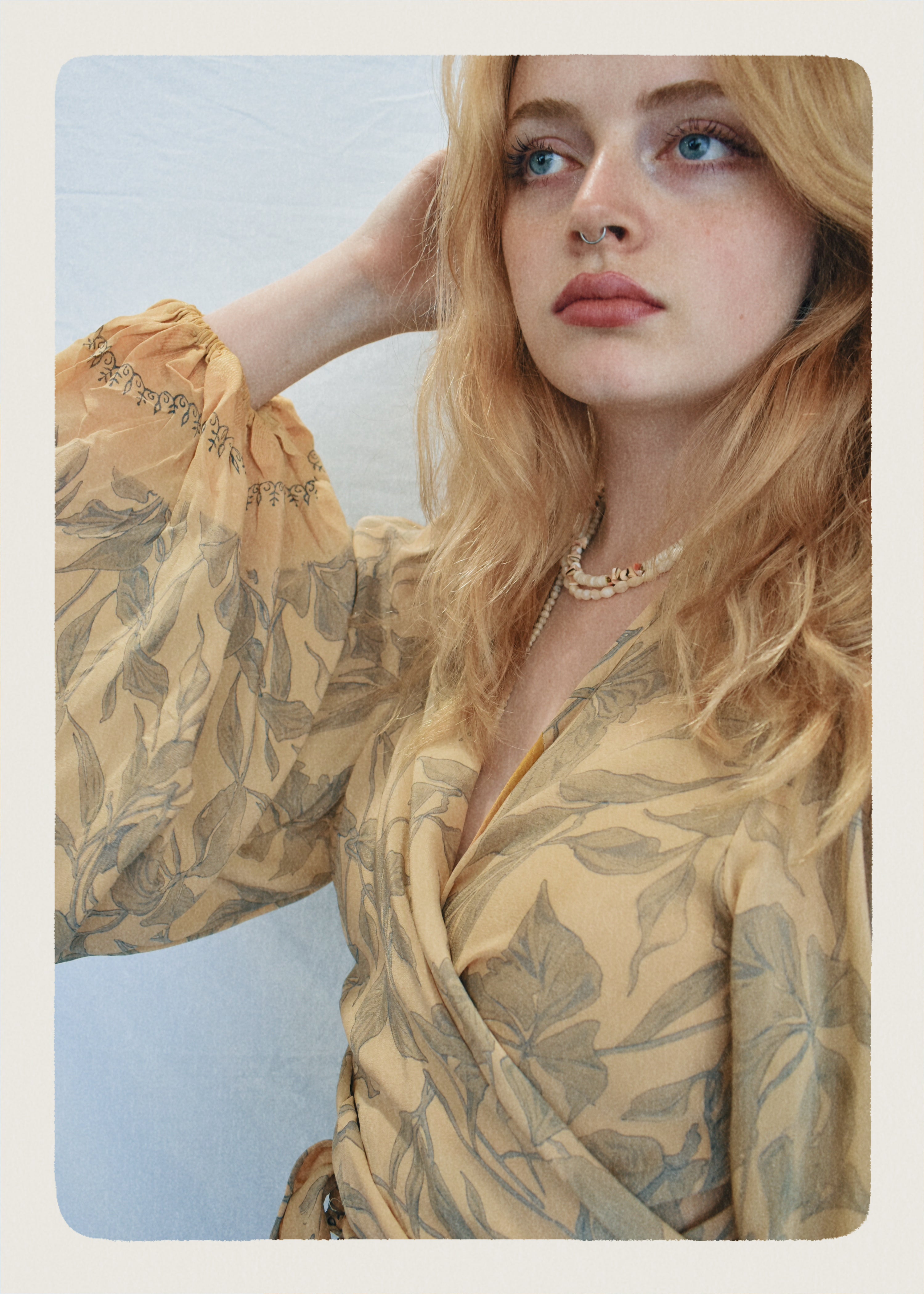 Hoya Silk Crepe Balloon Sleeve Wrap Top ~ Maize L