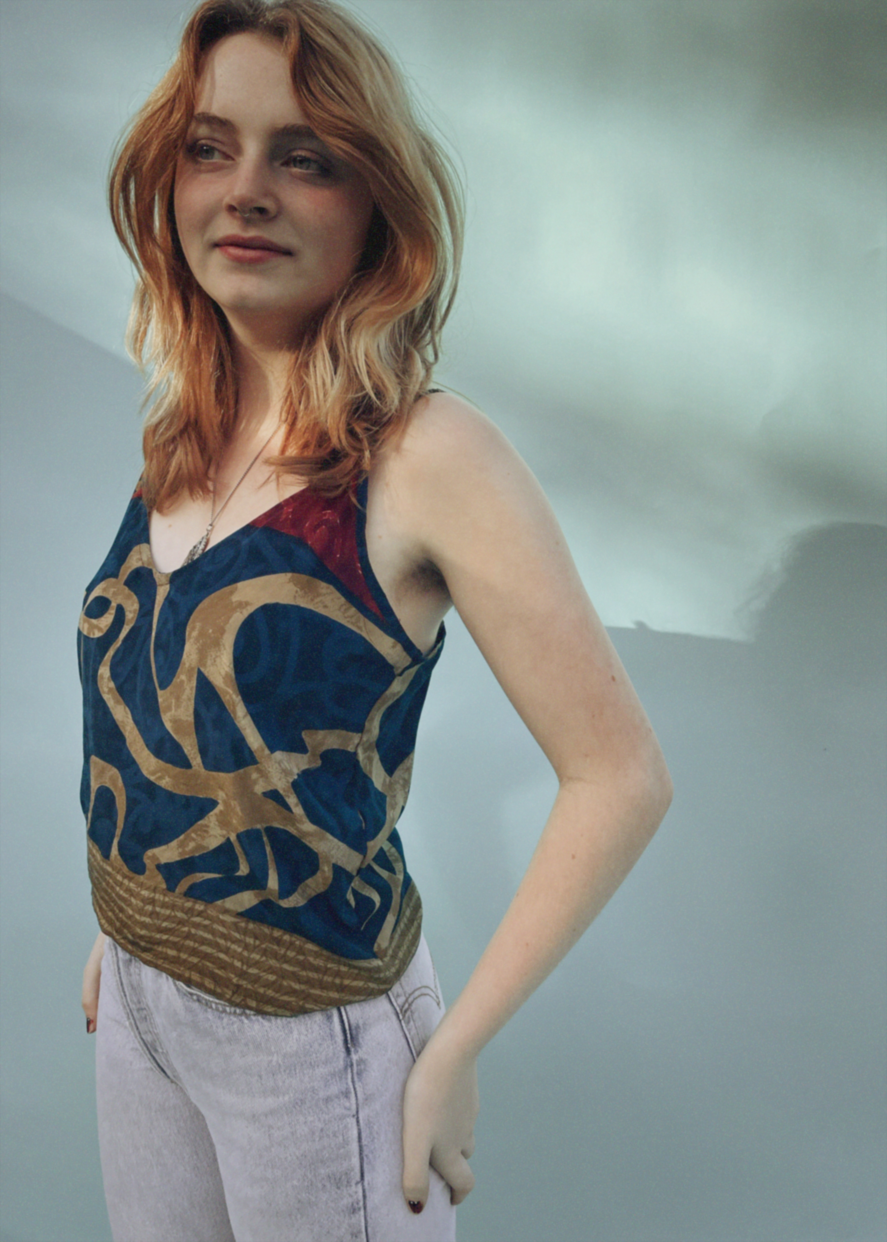 Reseda Silk Crepe Camisole Top ~ Madder S