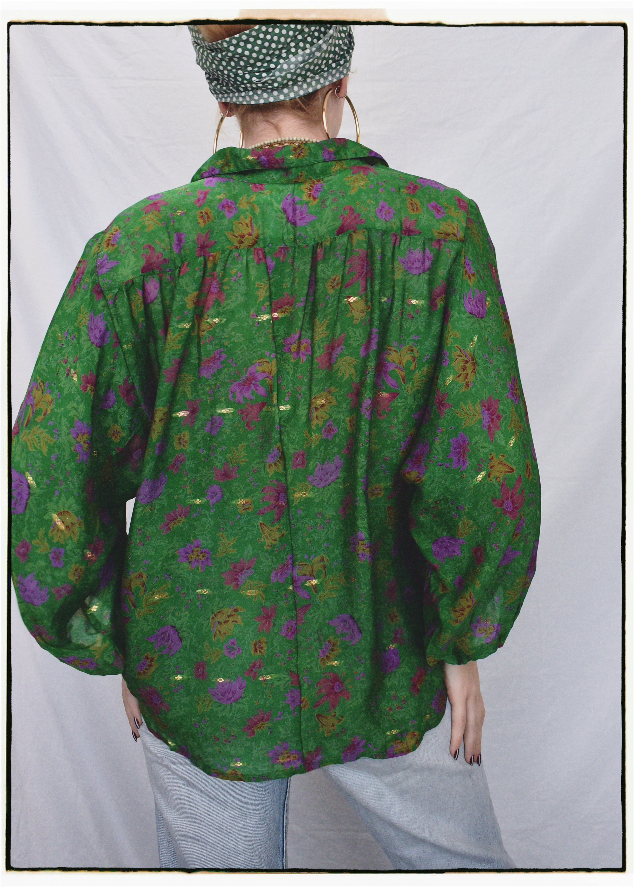 Ochna Silk Crepe Shirt ~ Sapphire S & L