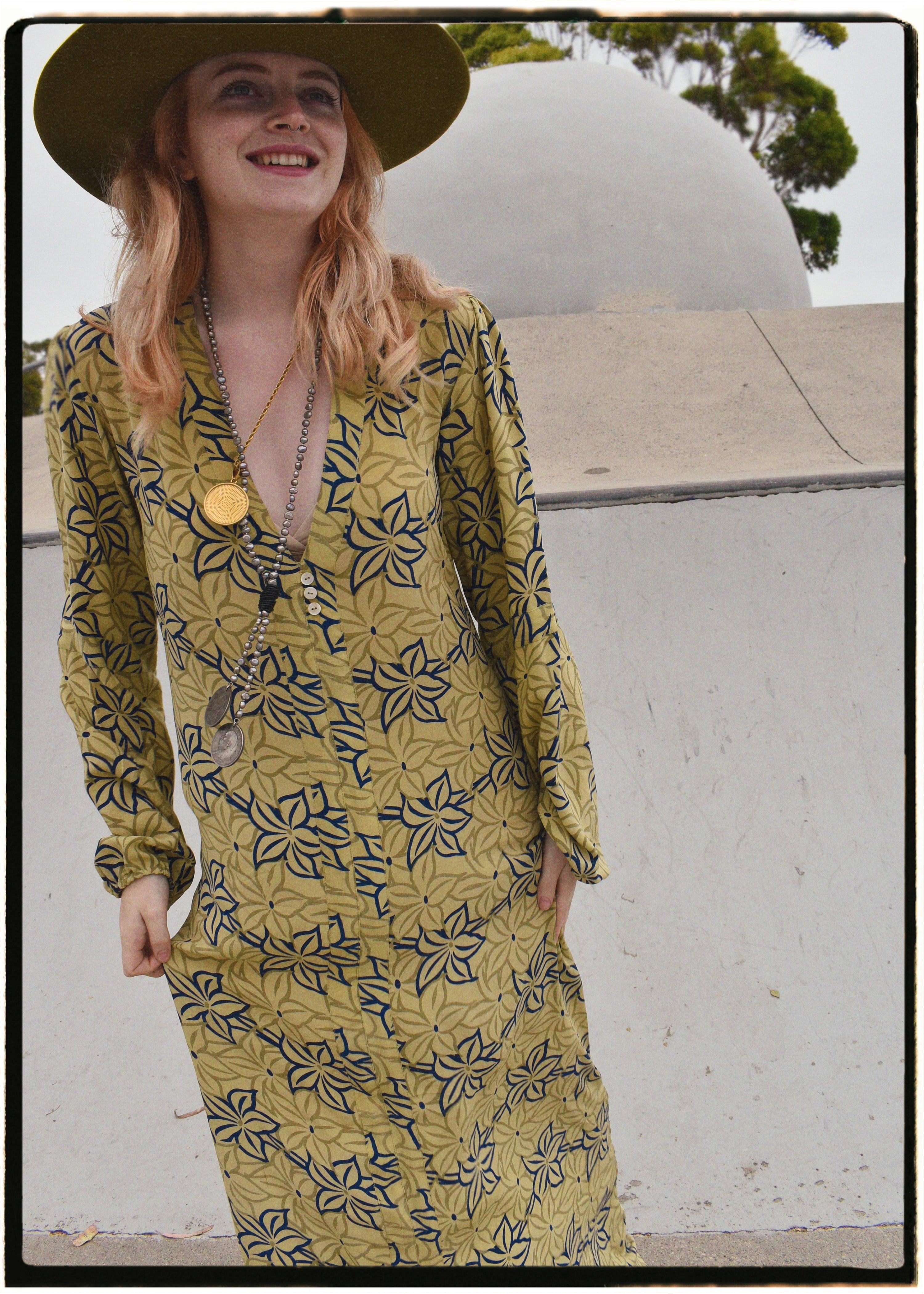 Zea Silk Crepe Kaftan Maxi Dress ~ Palm XS