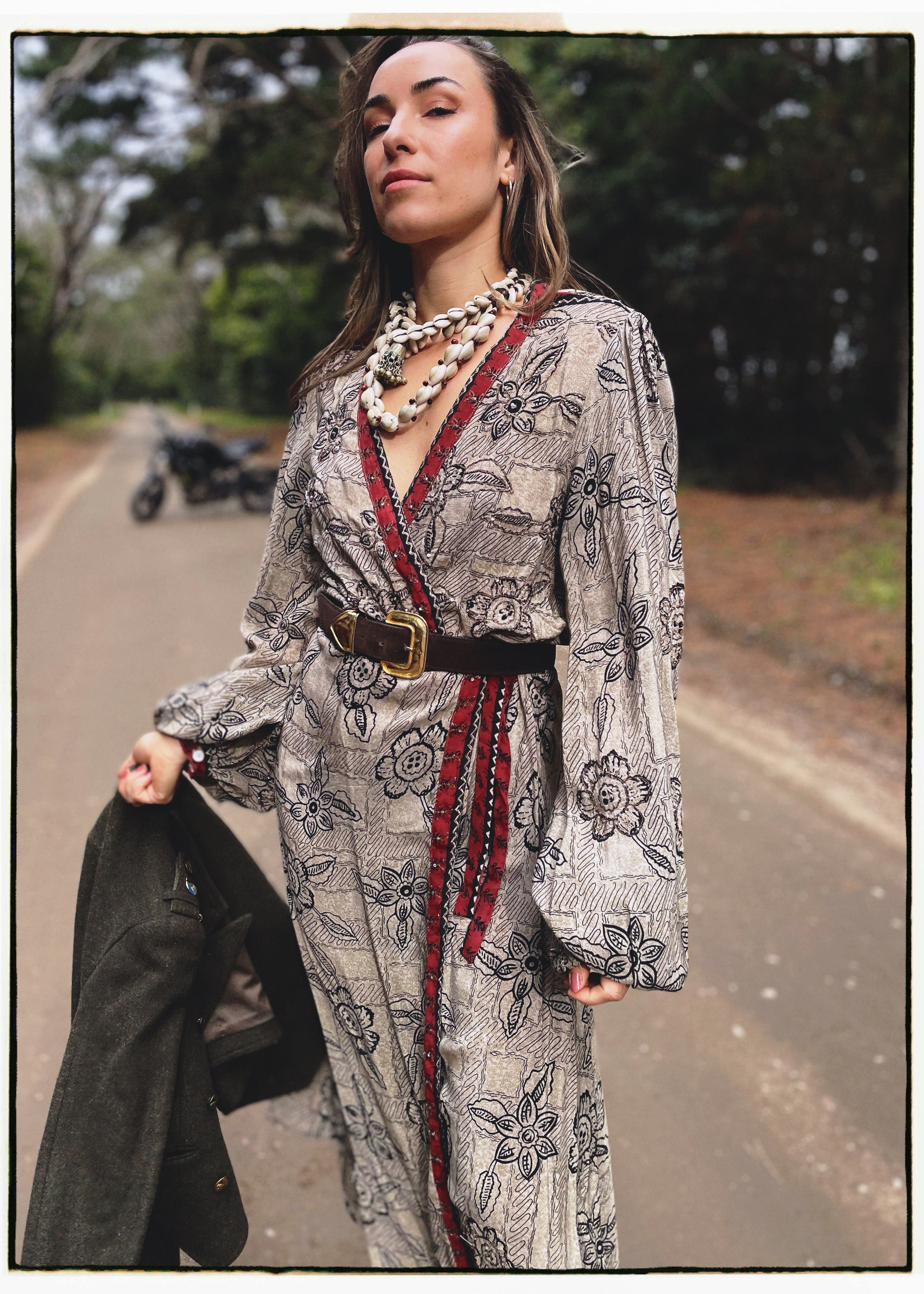 Caladium Wrap Silk Dress ~ Kalamata XL