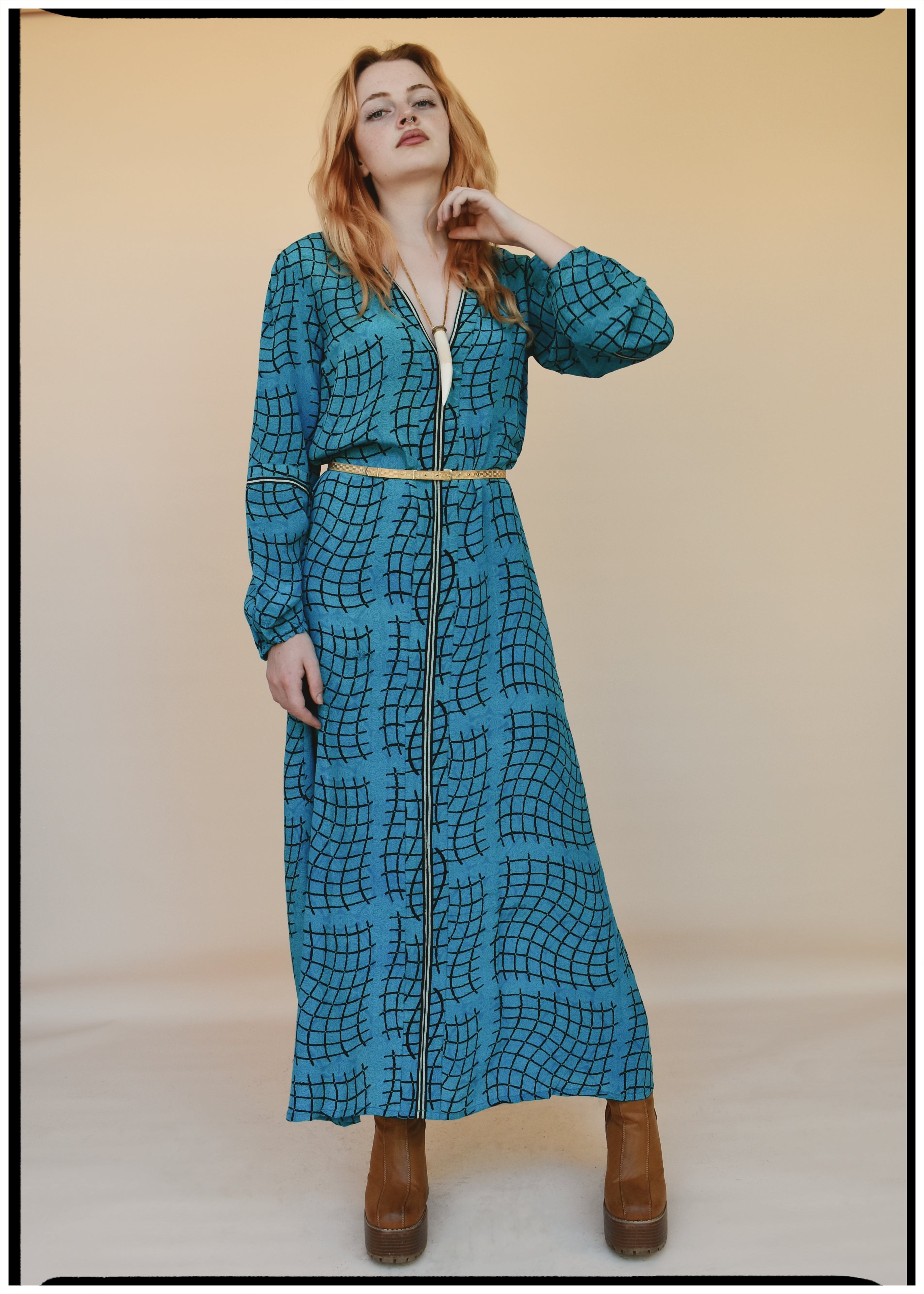 Zea Silk Crepe Kaftan Maxi Dress ~ Cendre XS