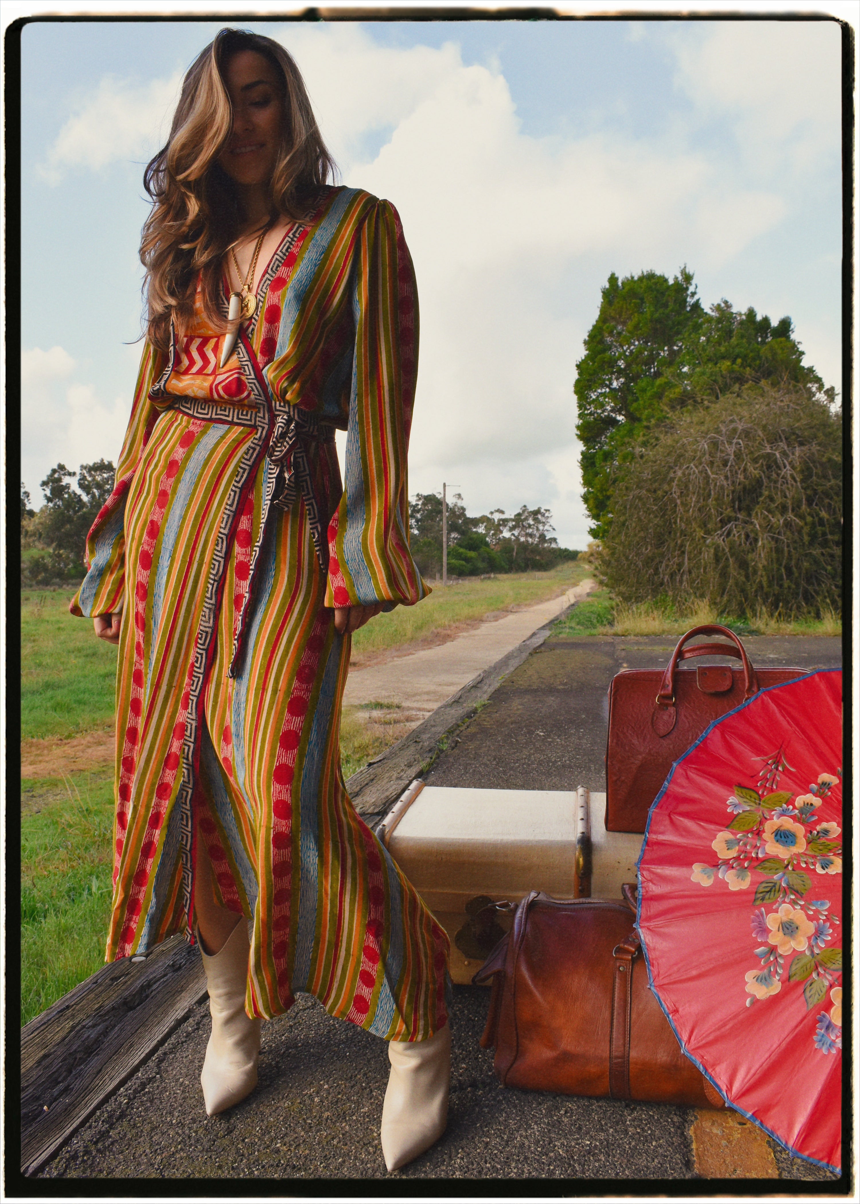 Caladium Wrap Silk Dress ~ Karanda M