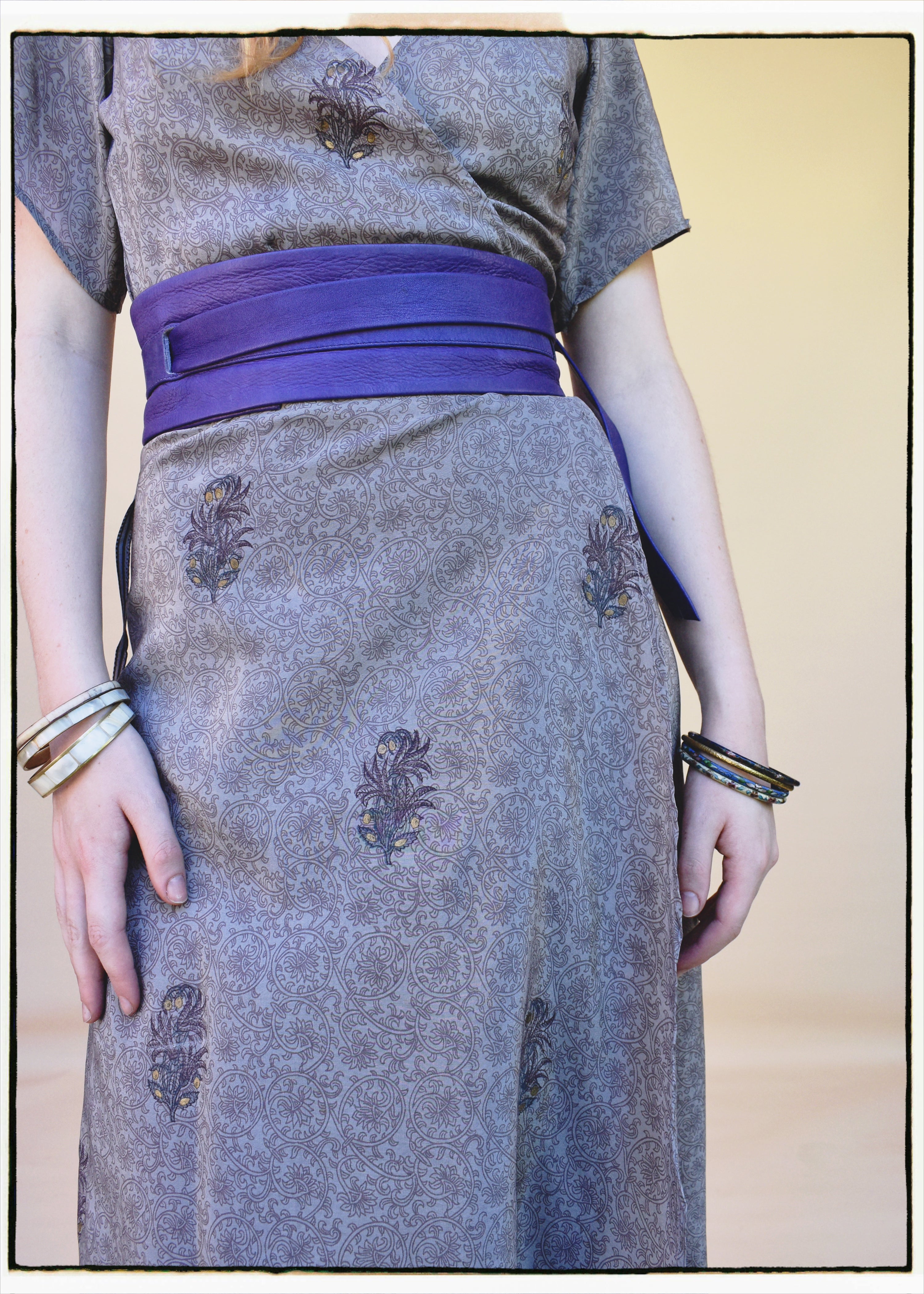 Liatris Silk Crepe Flutter Sleeve Wrap Dress ~ Lavender XS
