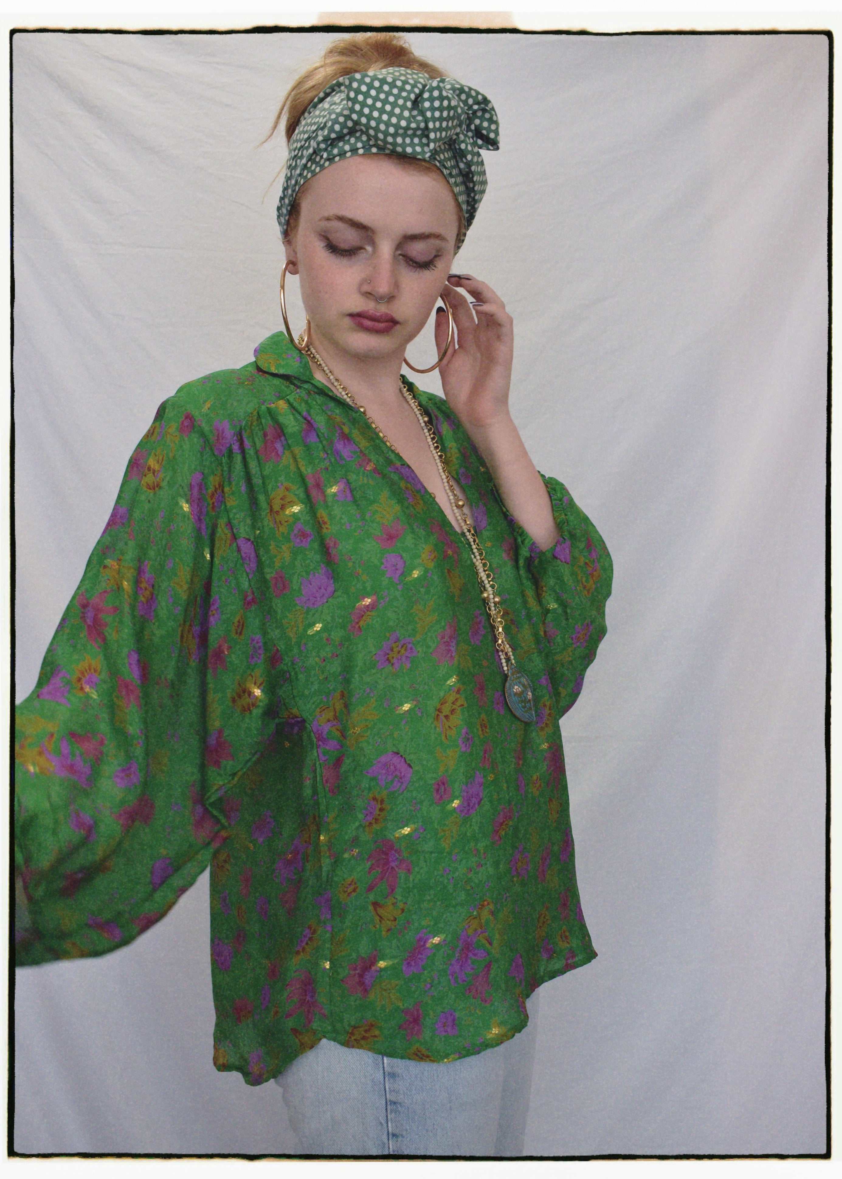 Ochna Silk Crepe Shirt ~ Sapphire S & L