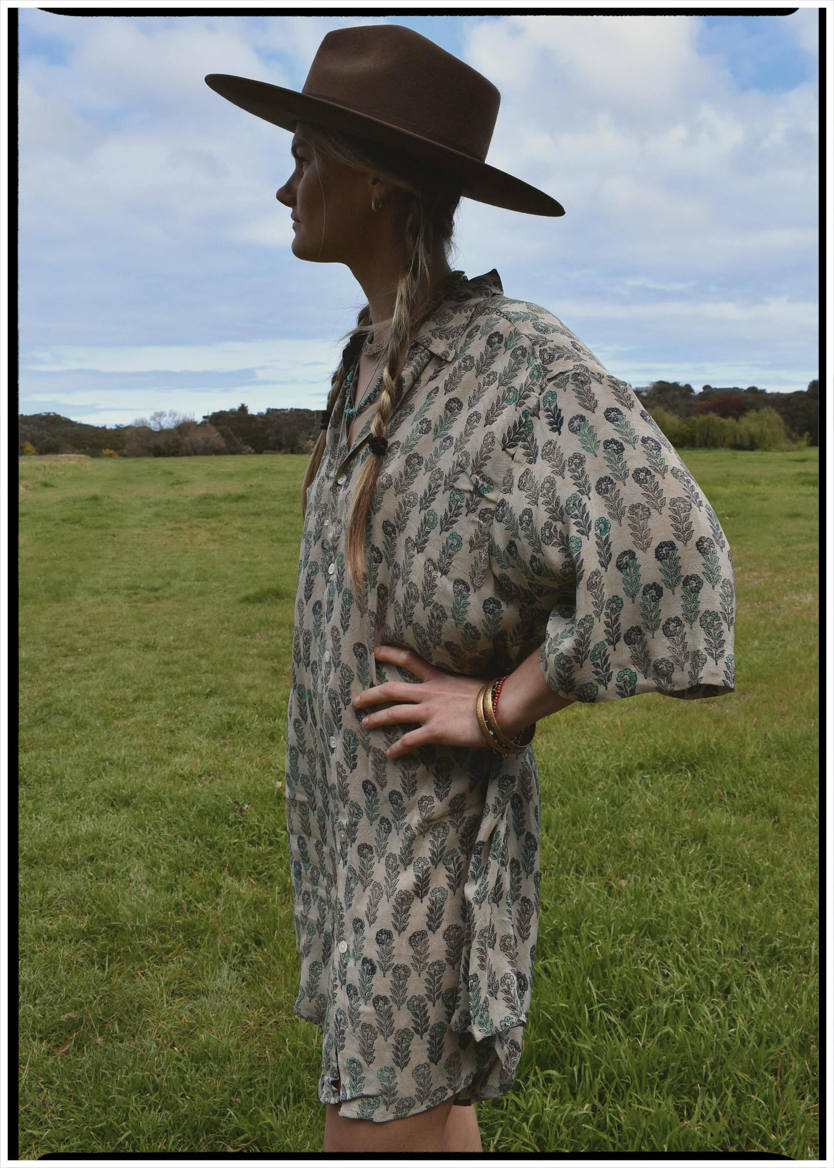 Astralagus Silk Crepe Oversized Shirt ~ Elm
