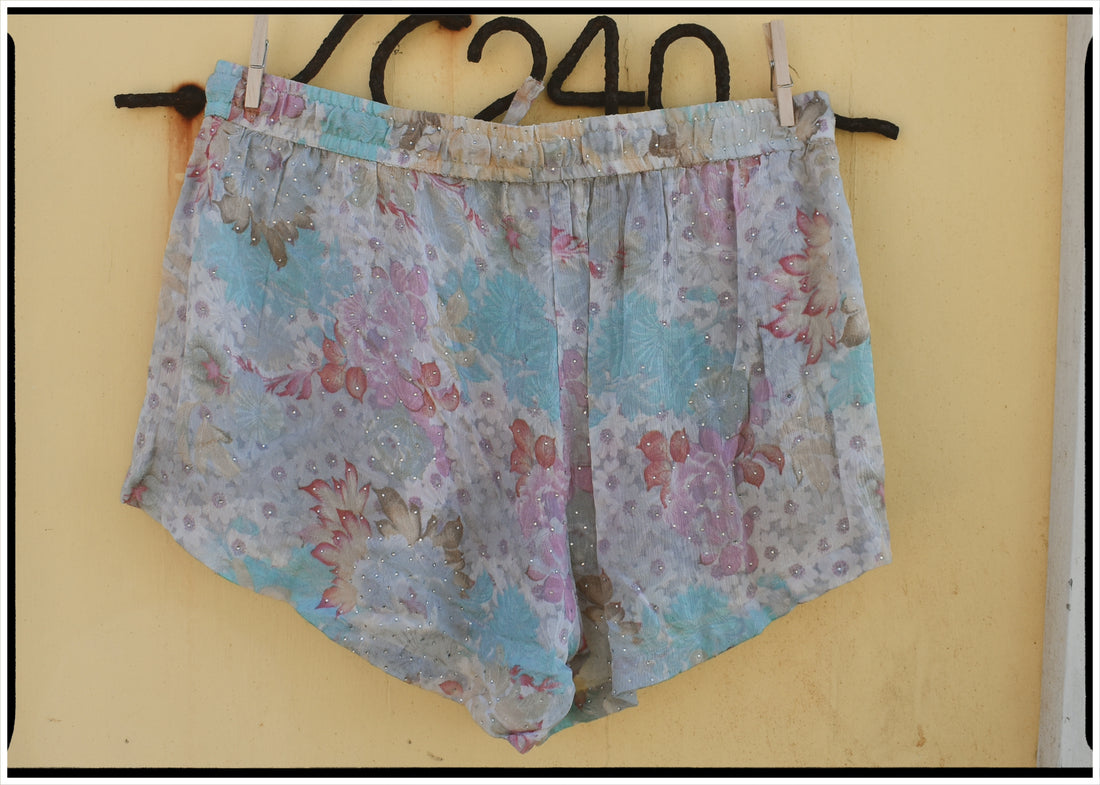 Fumaria Silk Shorts ~ Azzurrine XL
