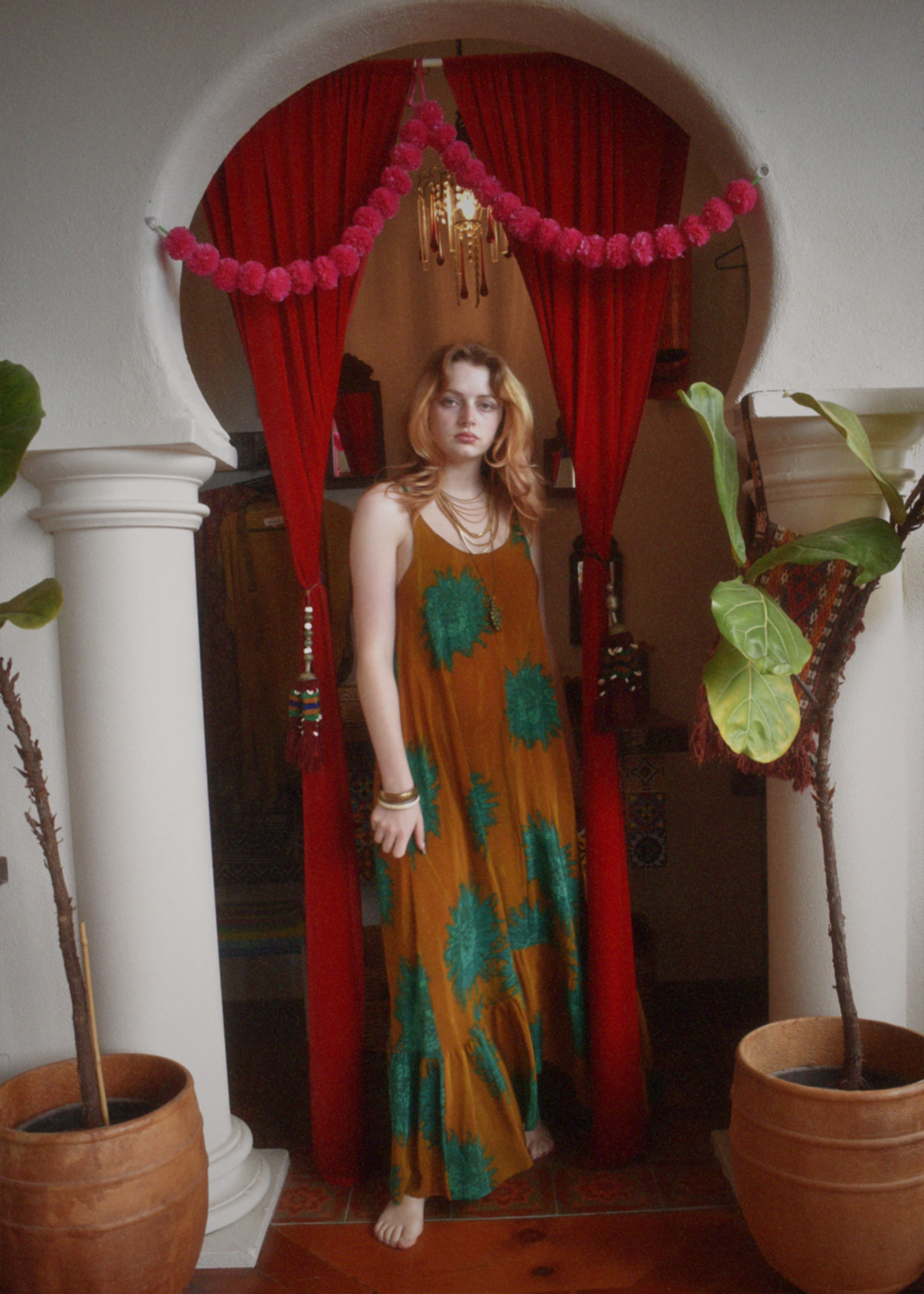 Eustoma Silk Crepe Swing Maxi Dress ~ Tawny M