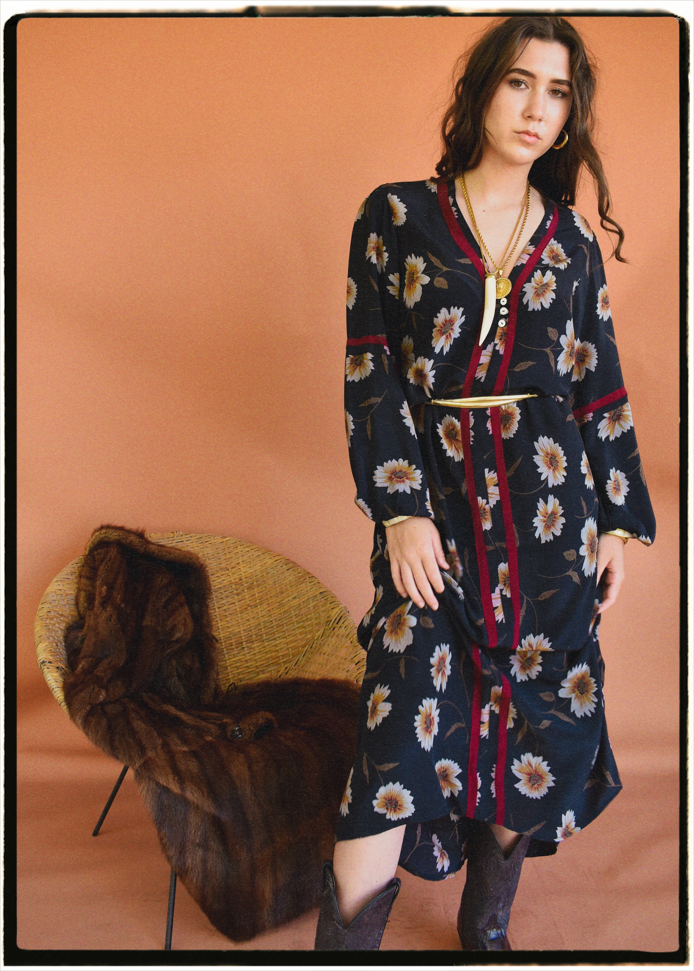 Zea Silk Crepe Kaftan Maxi Dress ~ Eclipse M