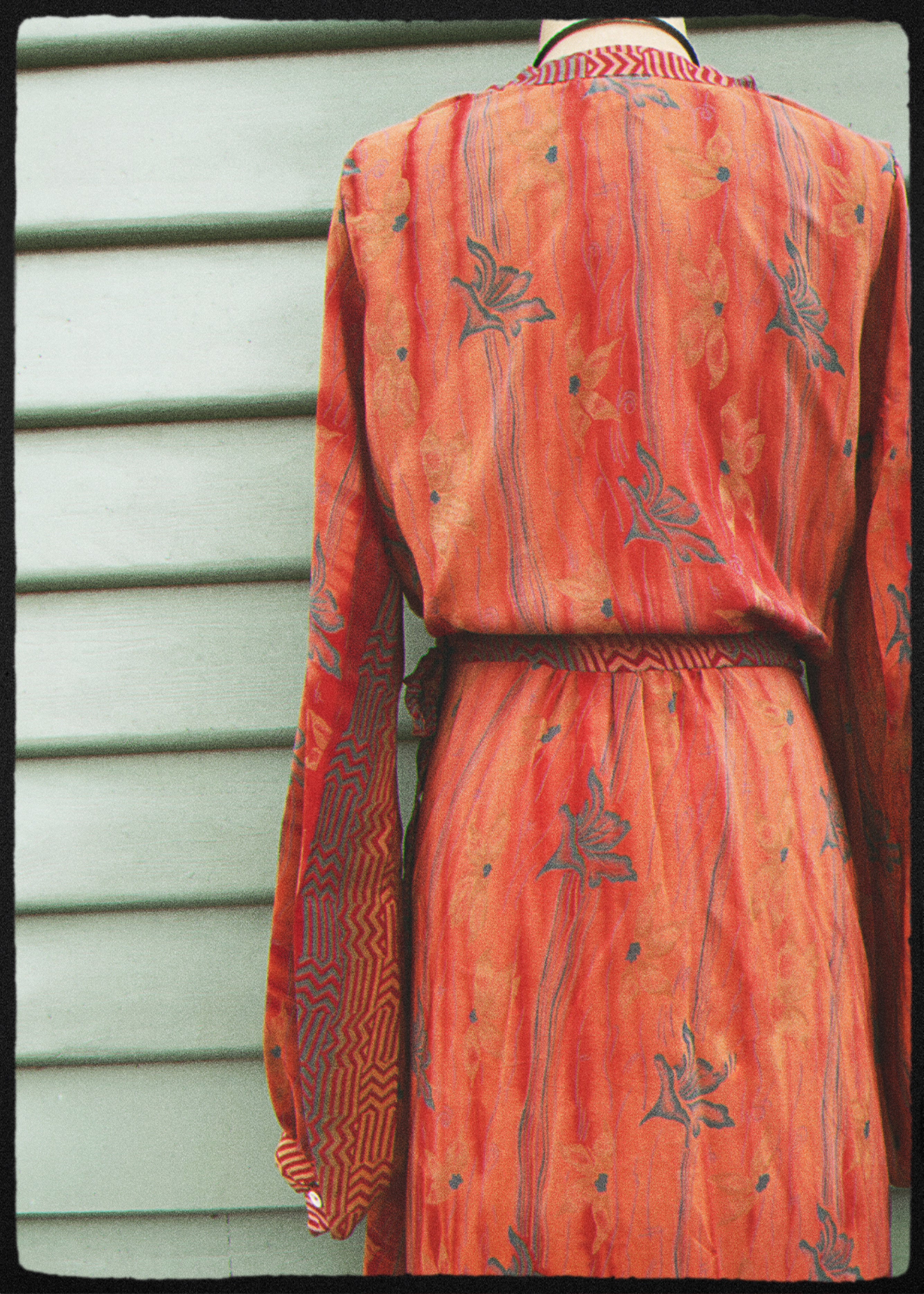 Caladium Wrap Silk Dress ~ Clementine L