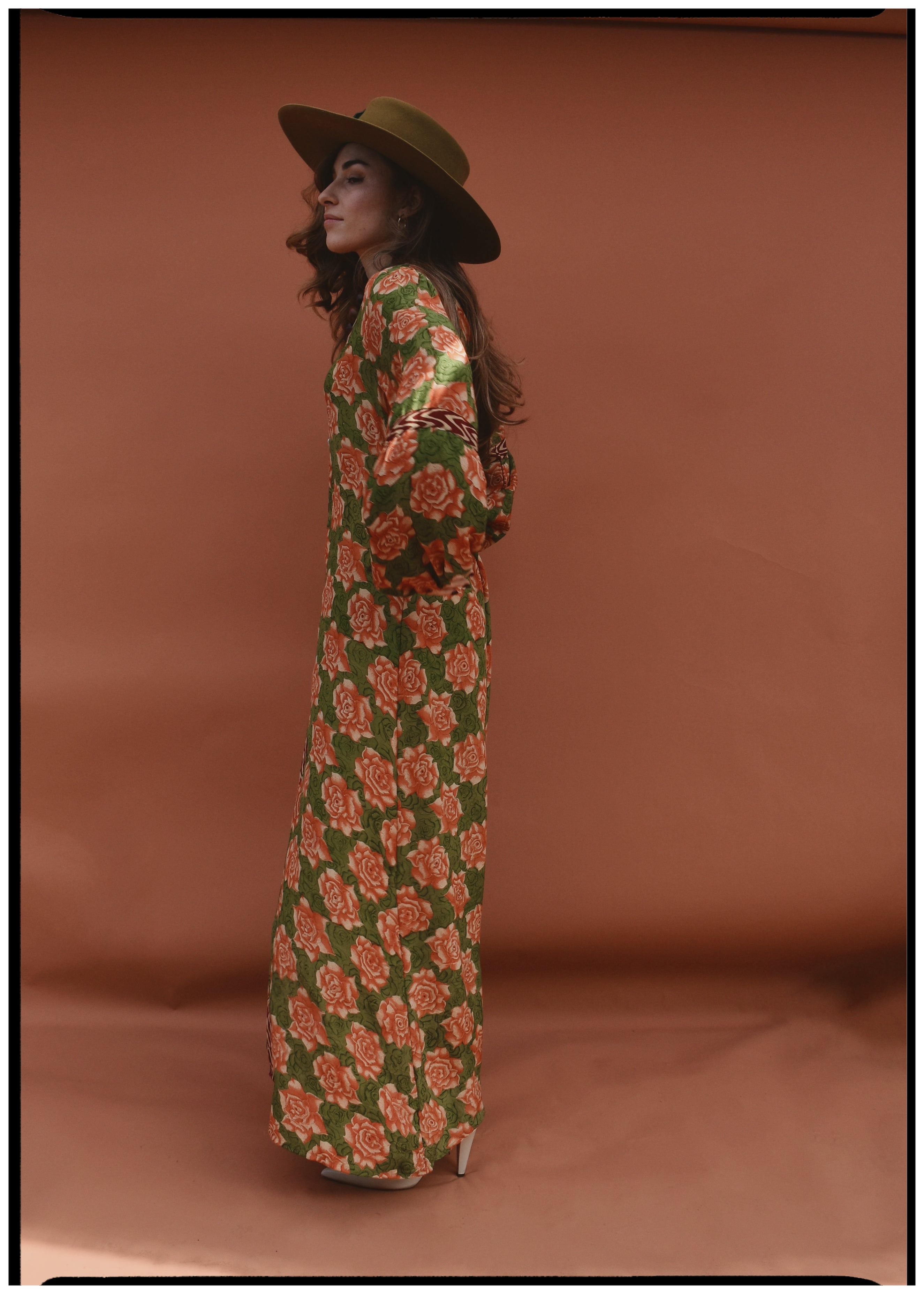 Zea Silk Crepe Kaftan Maxi Dress ~ Blossom M
